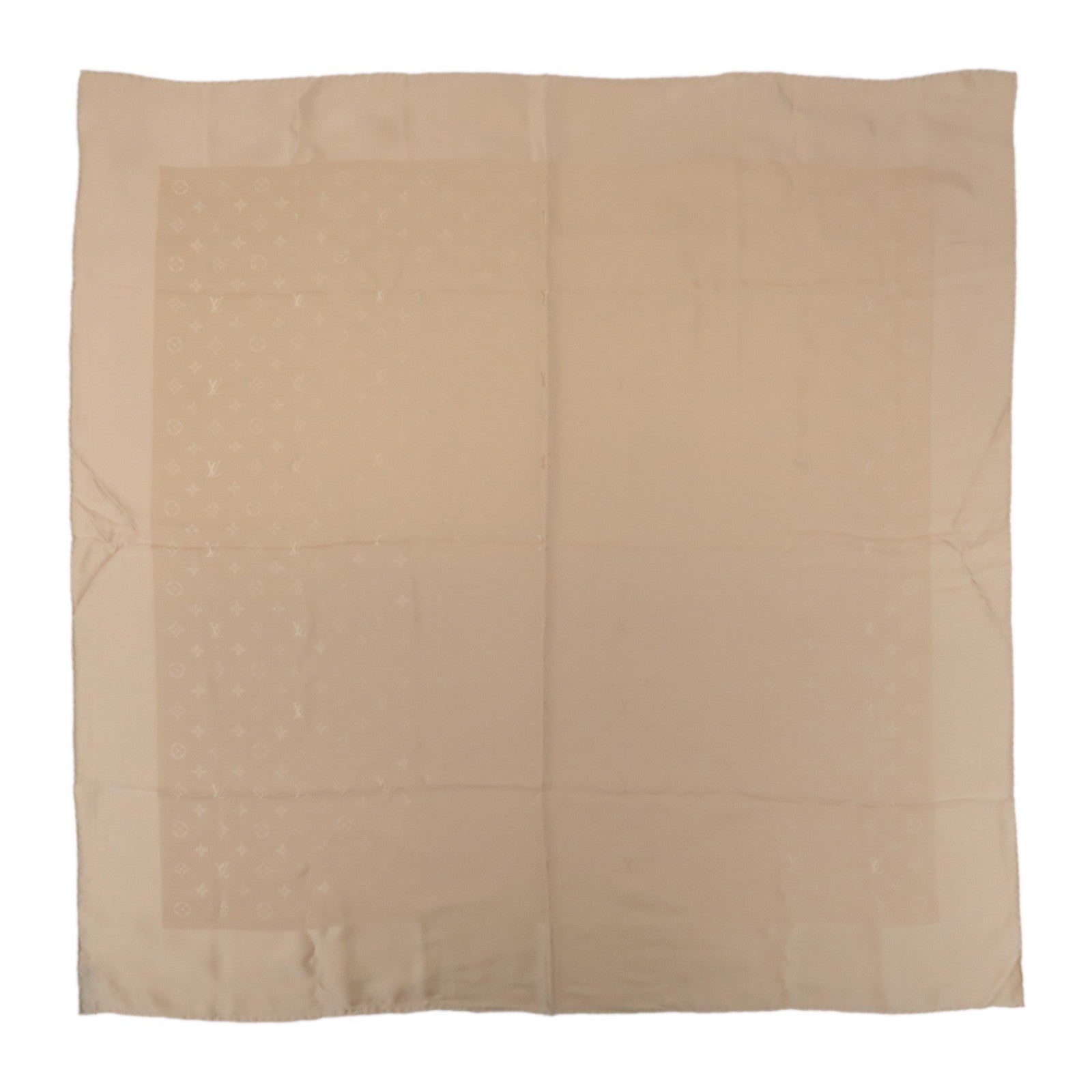 Louis Vuitton Monogram Carré Monaco Silk 100% Scarf Beige M71146
