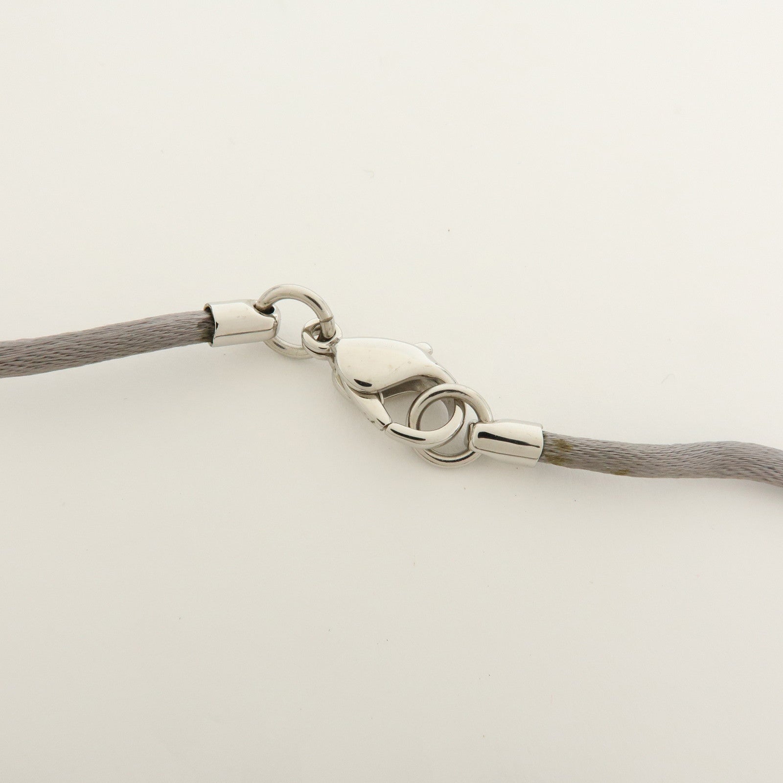HERMES Serie Silk Cord Metal Necklace Pendant Silver Gray