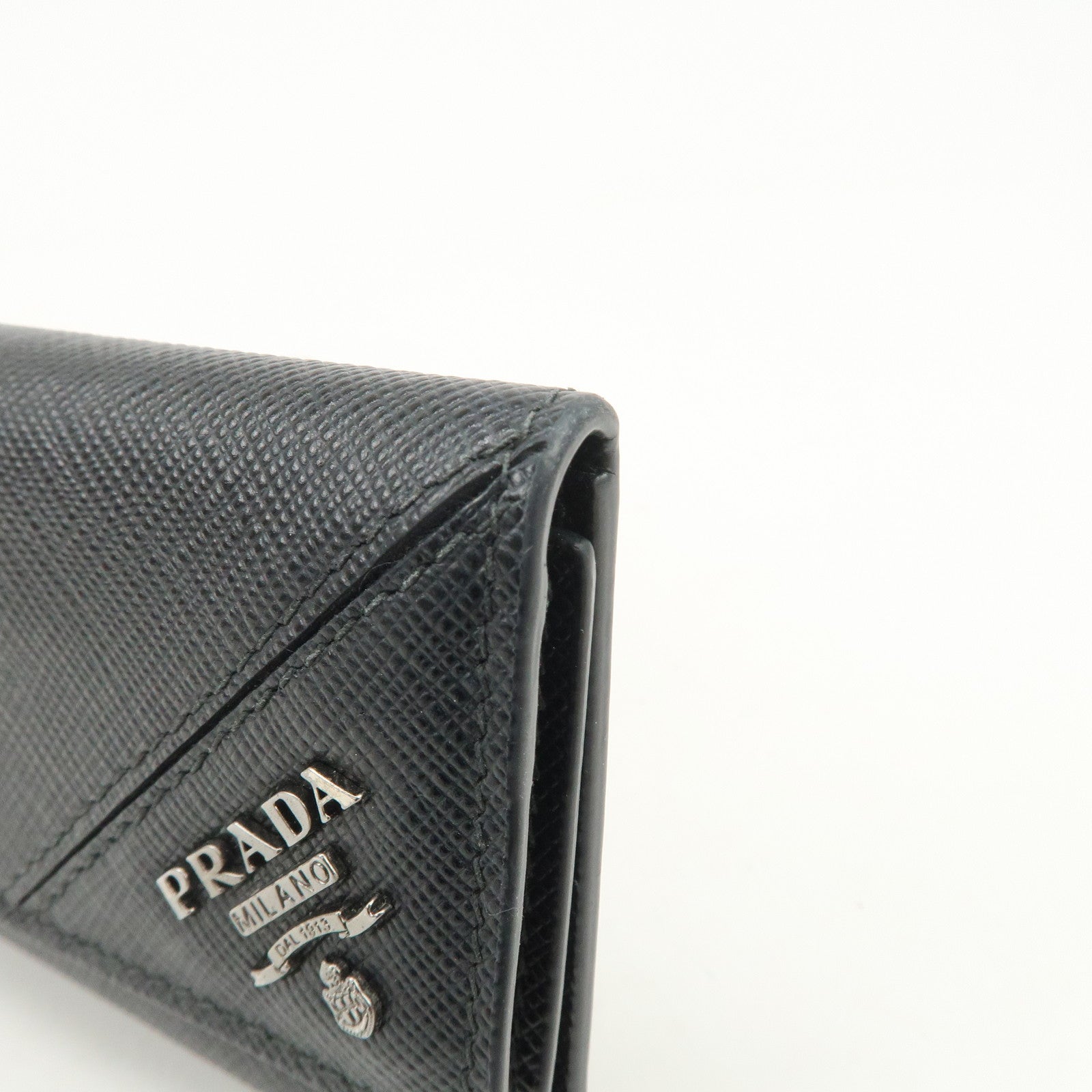 PRADA Logo Saffiano Leather 6 Rings Key Case Black 2PG222