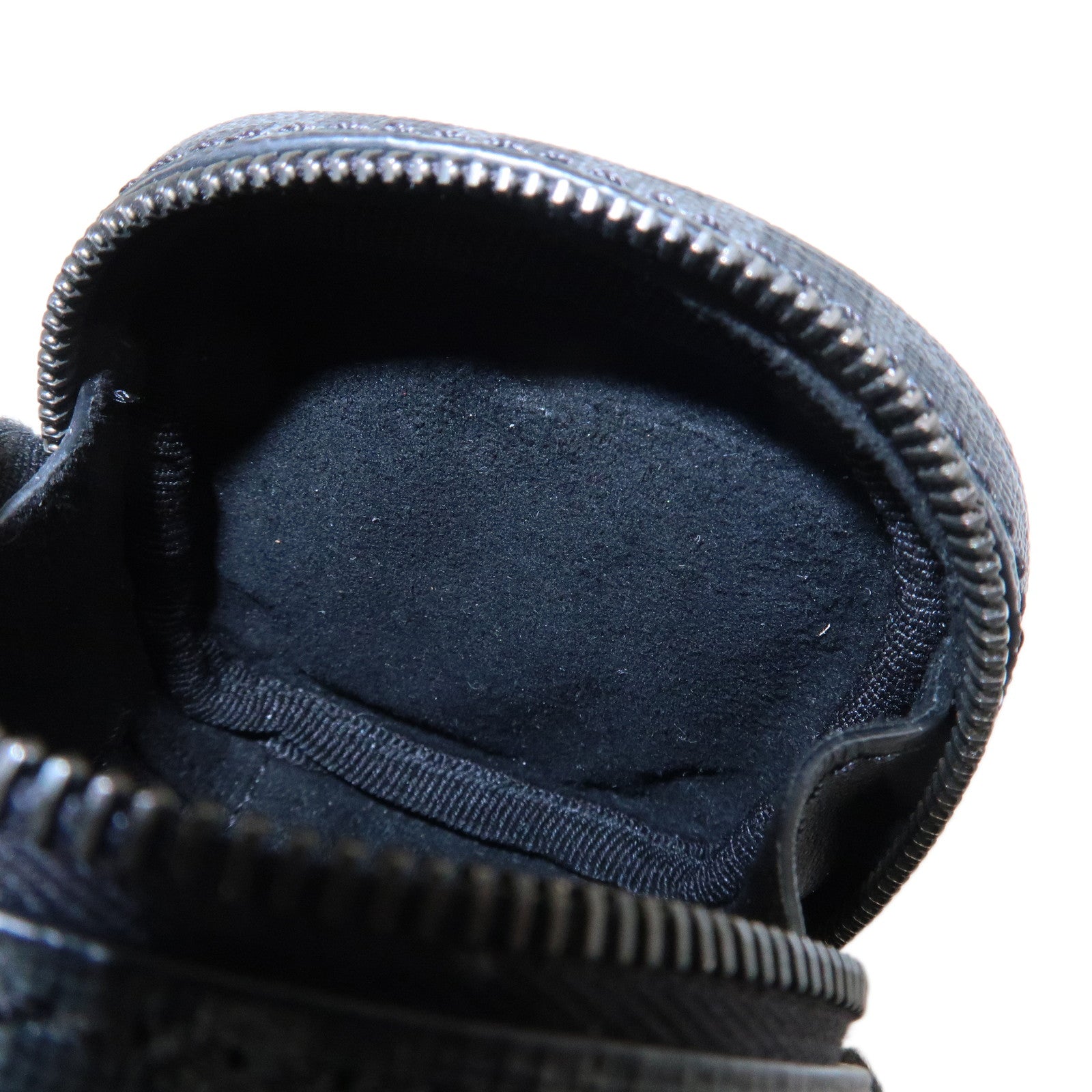 FENDI Zucca Leather PVC Airpods Case Black Gray 7AS121 Used