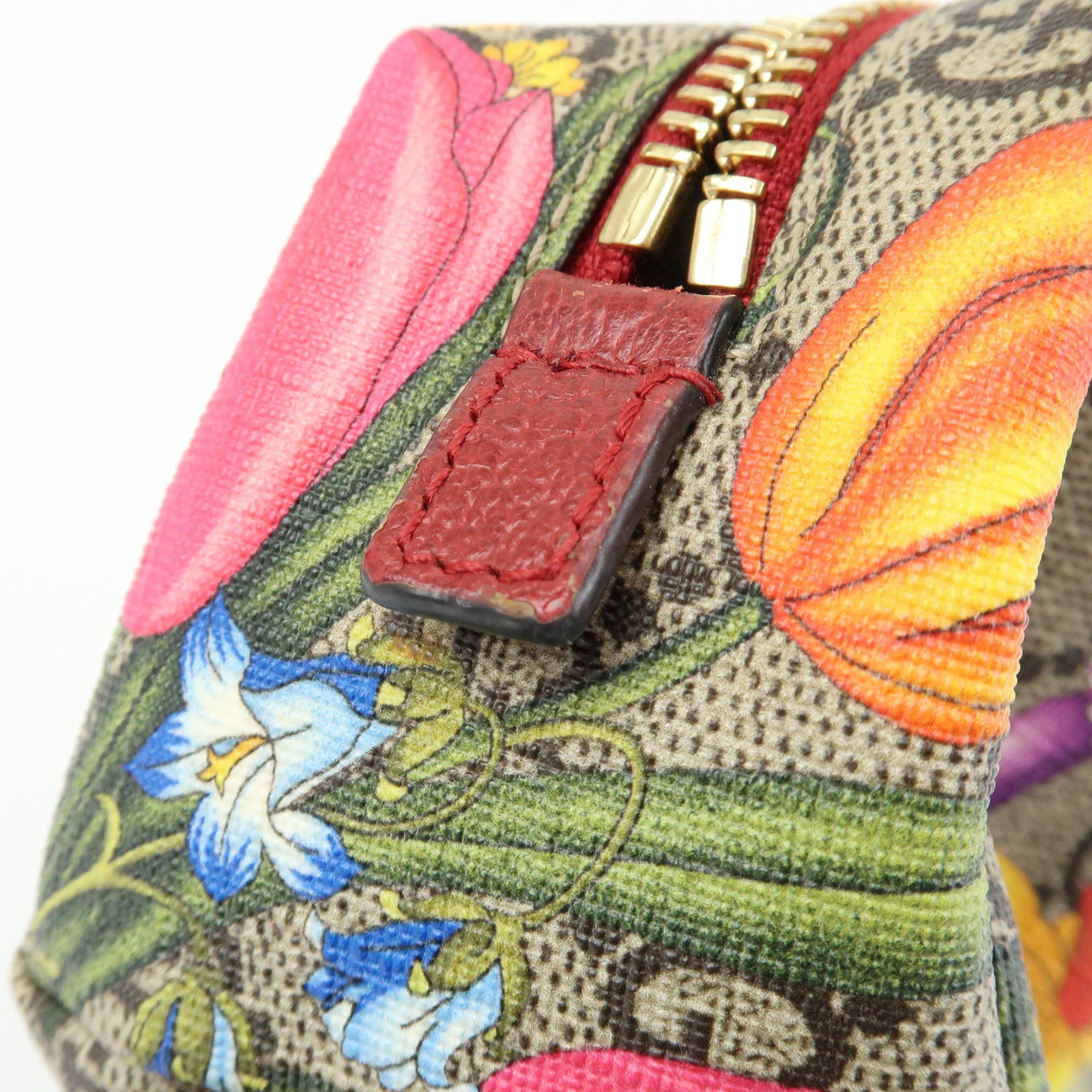GUCCI GG Marmont Flora GG Supreme Cosmetic Pouch Beige Red 548394