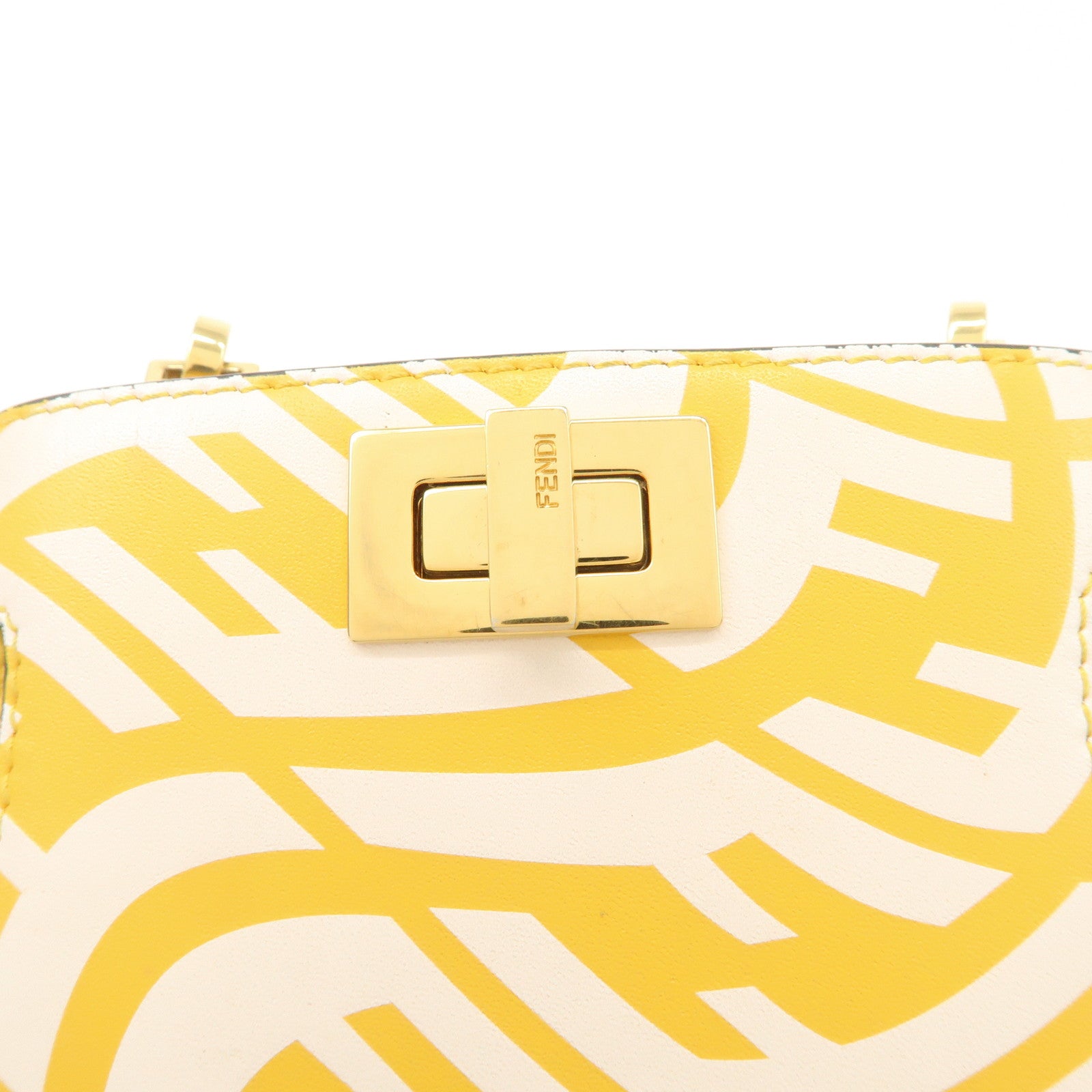 FENDI Leather Peekaphone Cellphone Case Shoulder Bag Yellow 8M0442 Used