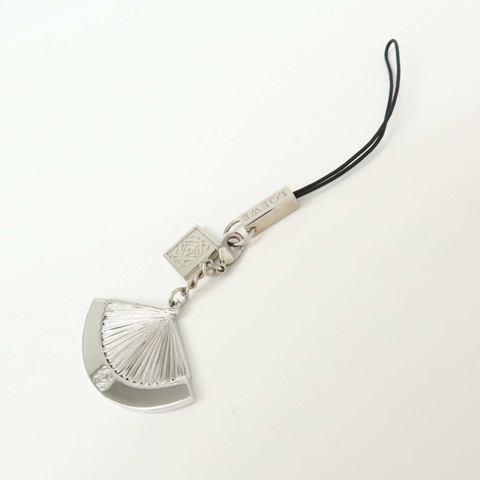 LOEWE Anagram Hand Fan Motif Metal Bag Charm Key Chain Silver
