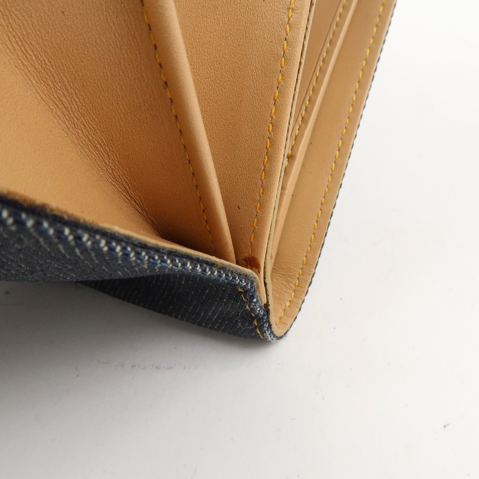 Christian Dior Saddle Denim Leather Compact Wallet Indigo Blue