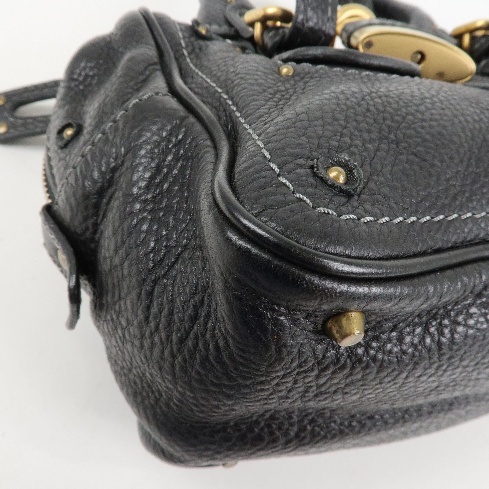 Chloe Paddington Leather Hand Bag Shoulder Bag Boston Bag Black