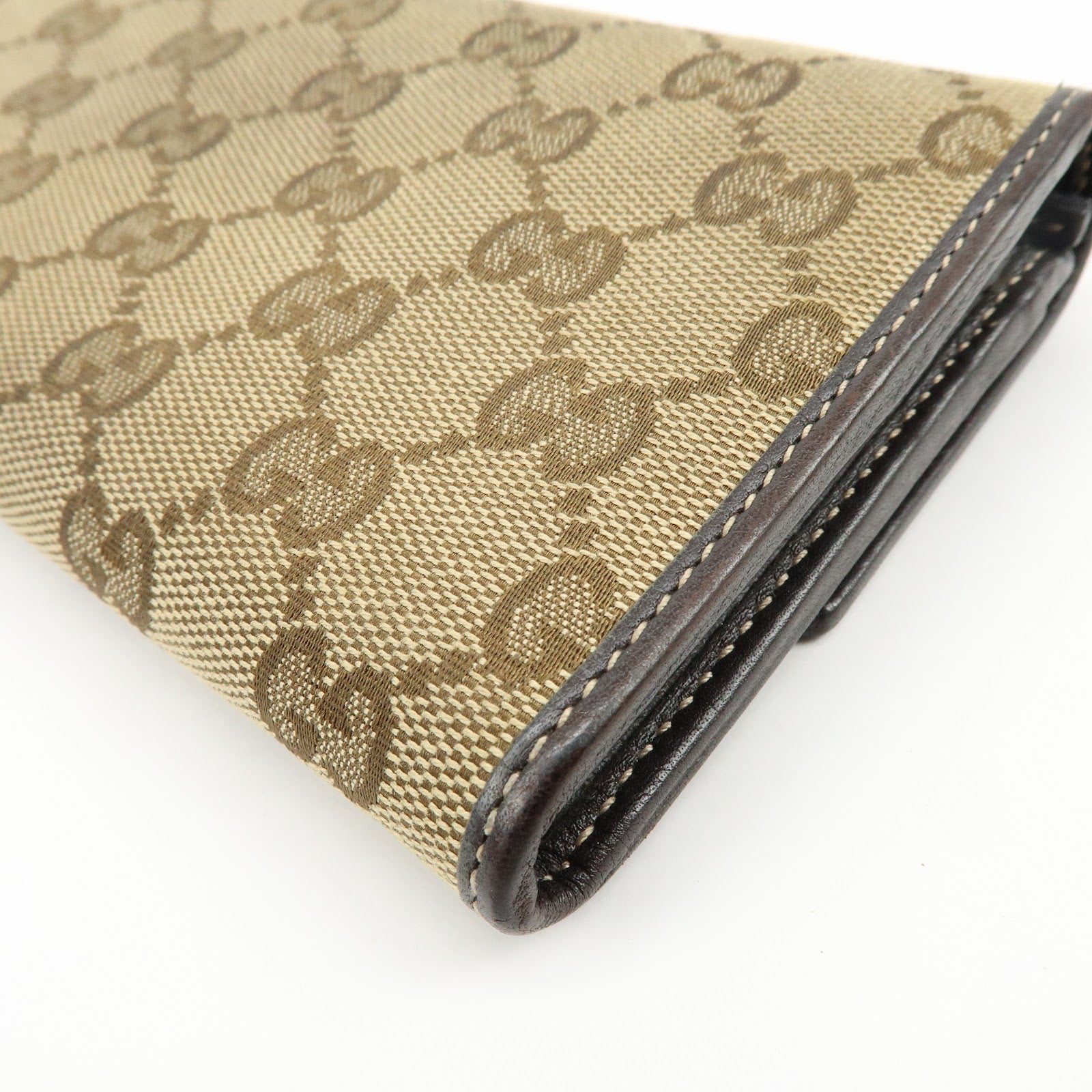 GUCCI Lovely Heart GG Canvas Leather Long Wallet Brown 251861