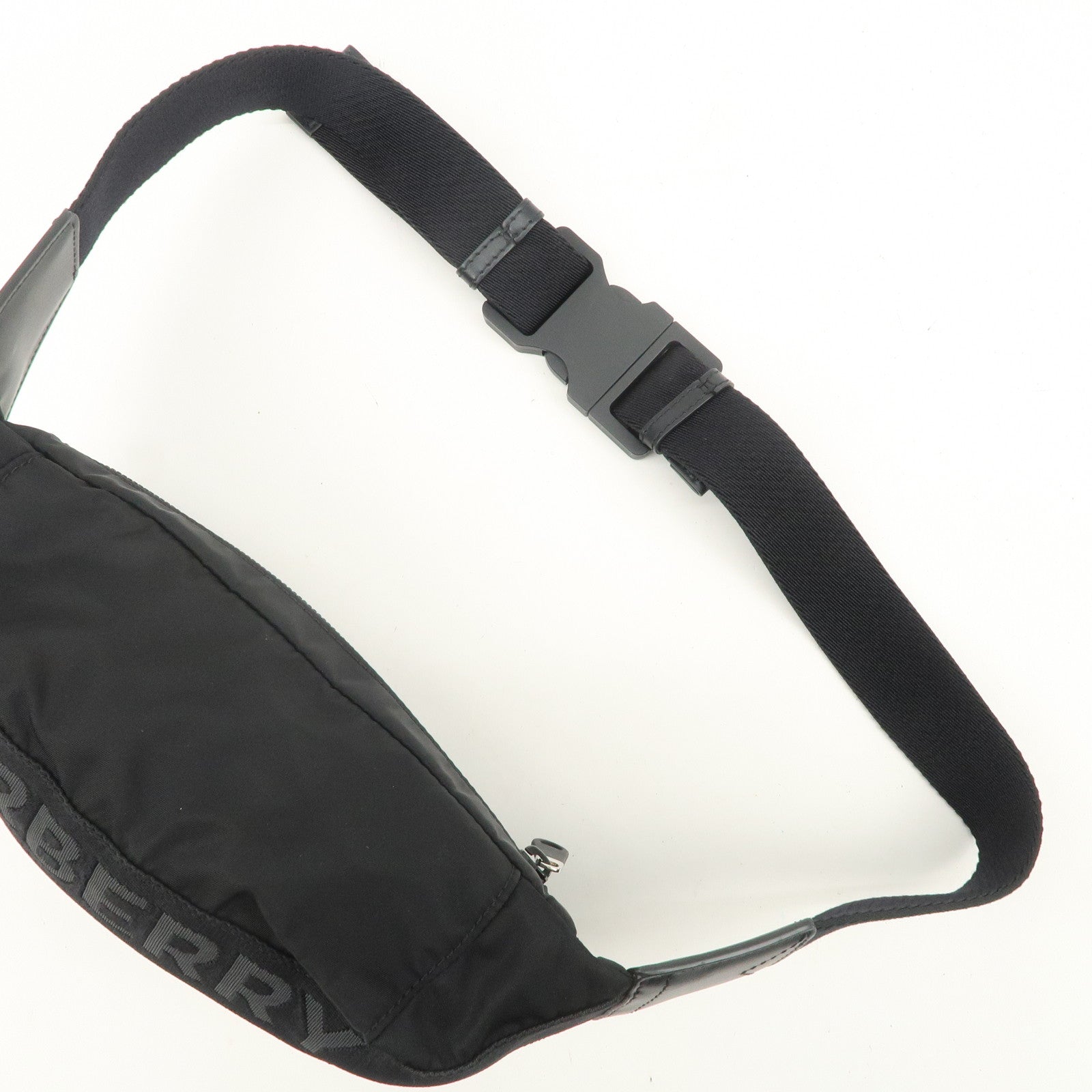 BURBERRY Nova Plaid Nylon Waist Bag Crossbody Bag Black Beige