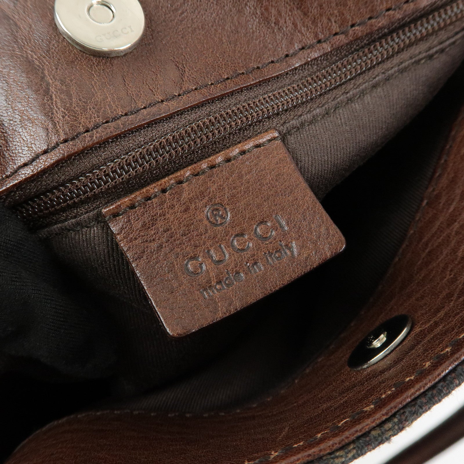 GUCCI Horsebit GG Canvas Leather Tote Bag Hand Bag Brown 101971