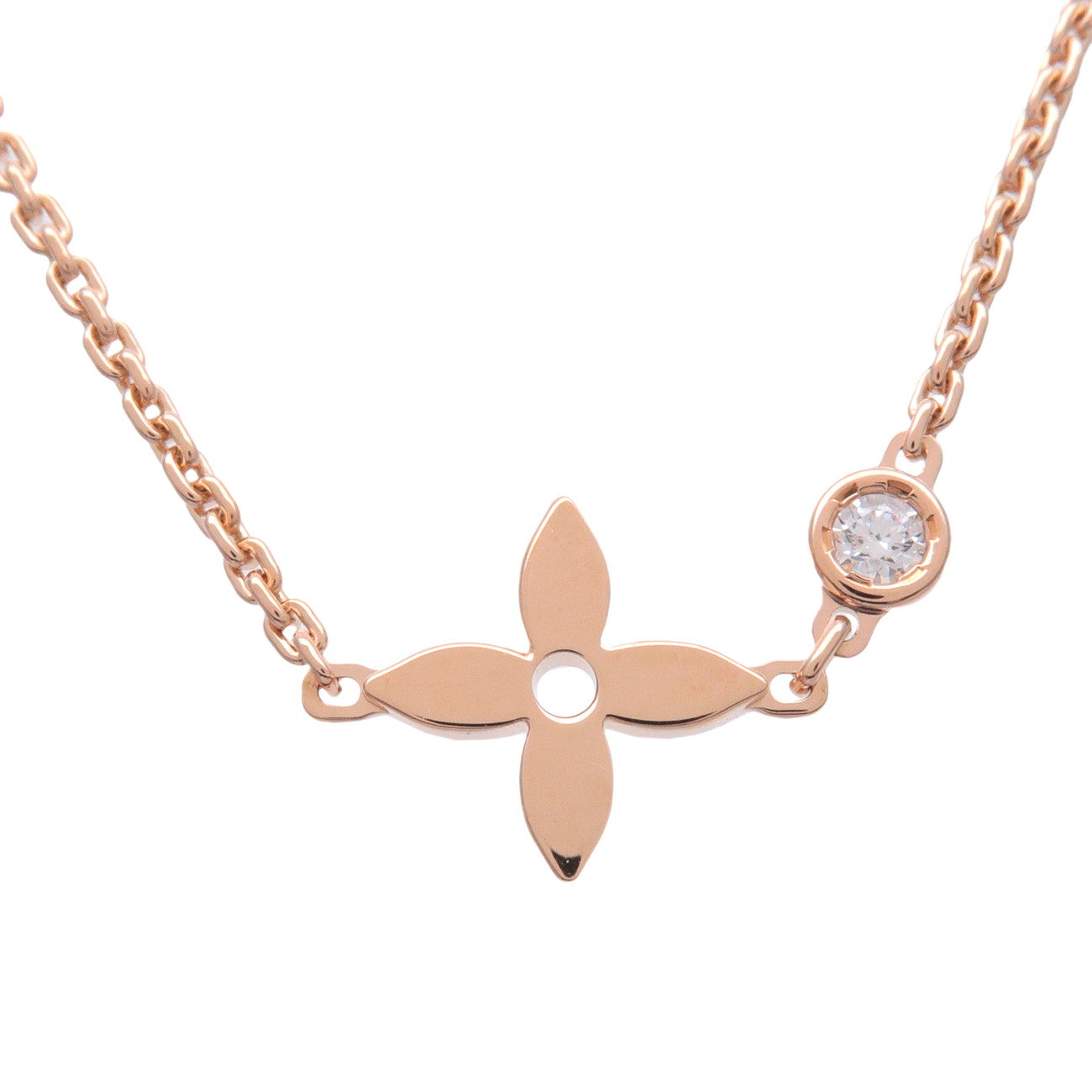 Louis Vuitton Monogram Idylle 1P Diamond Necklace K18PG Q93281
