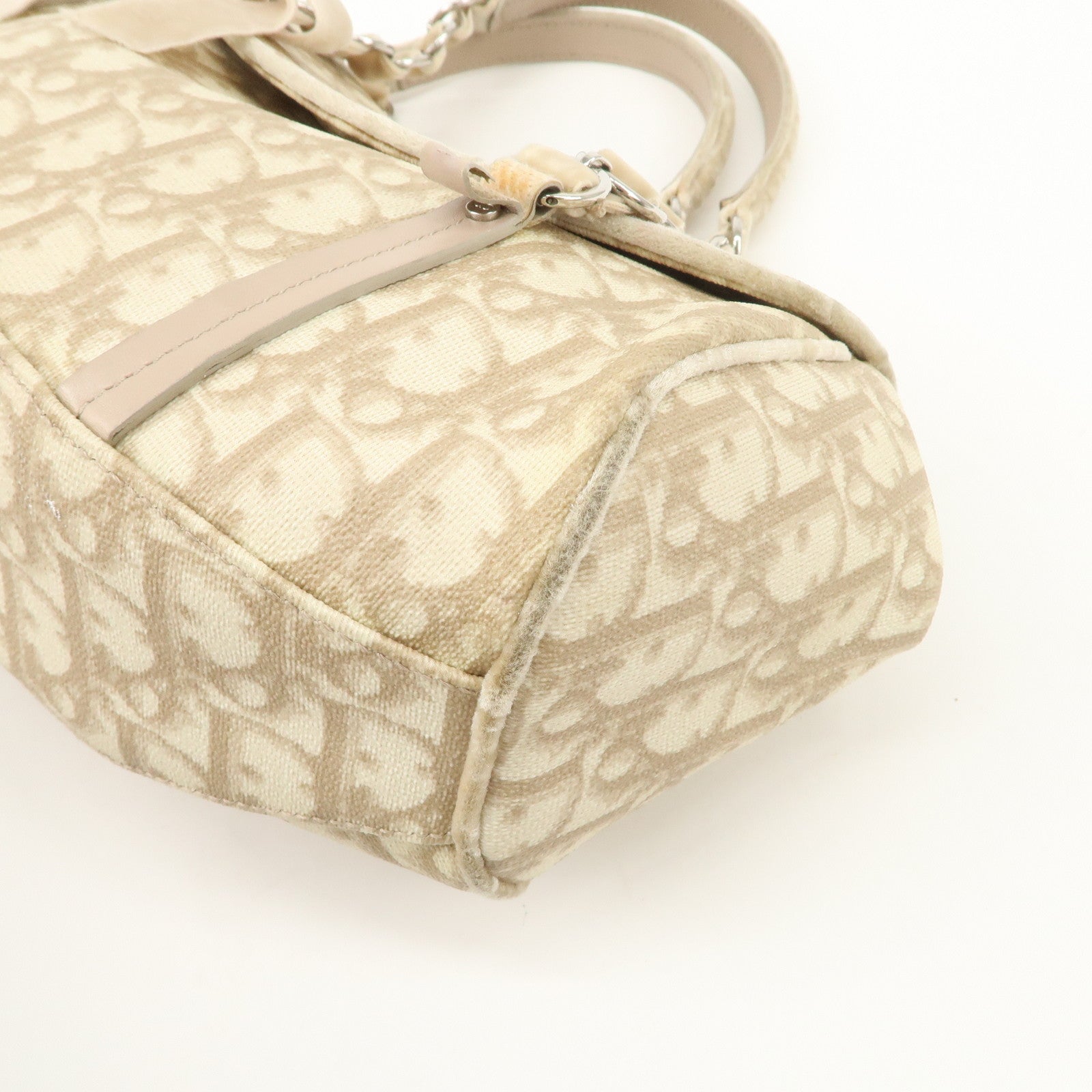 Christian Dior Romantic Trotter PVC Leather Shoulder Bag Hand Bag Beige