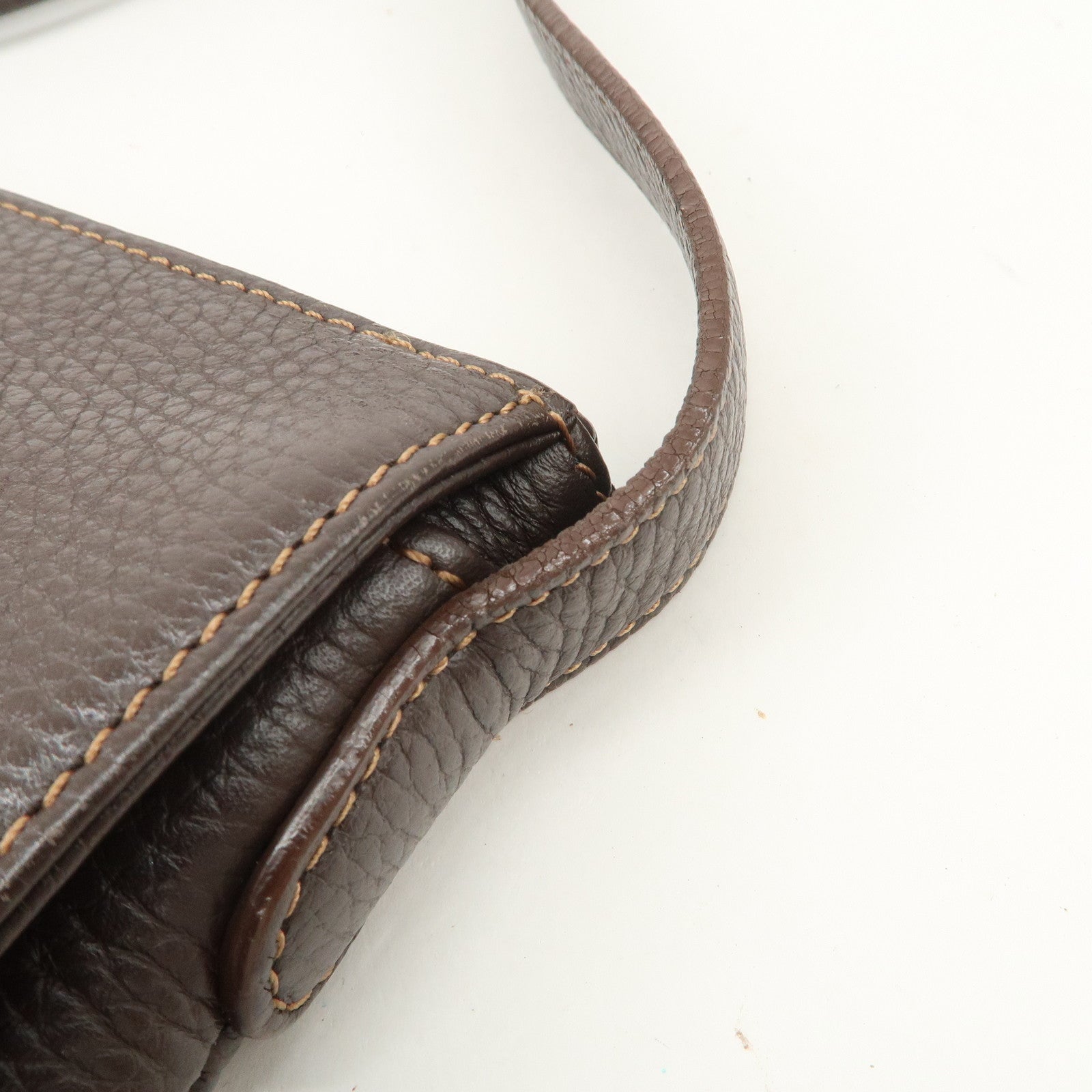 LOEWE Senda Logo Leather Shoulder Bag Crossbody Bag Brown