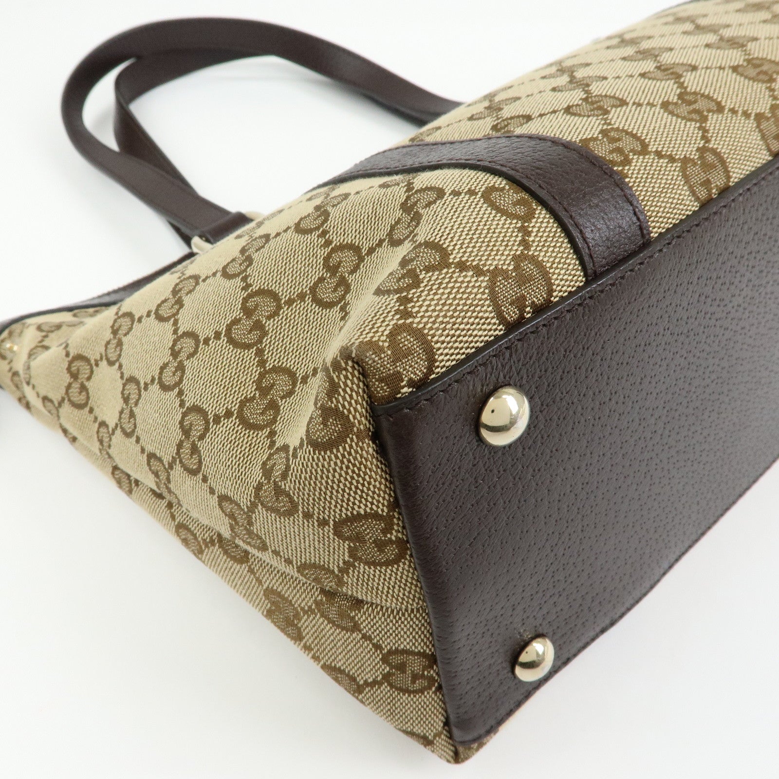 GUCCI Abbey GG Canvas Leather Tote Bag Hand Bag Beige Brown 141470