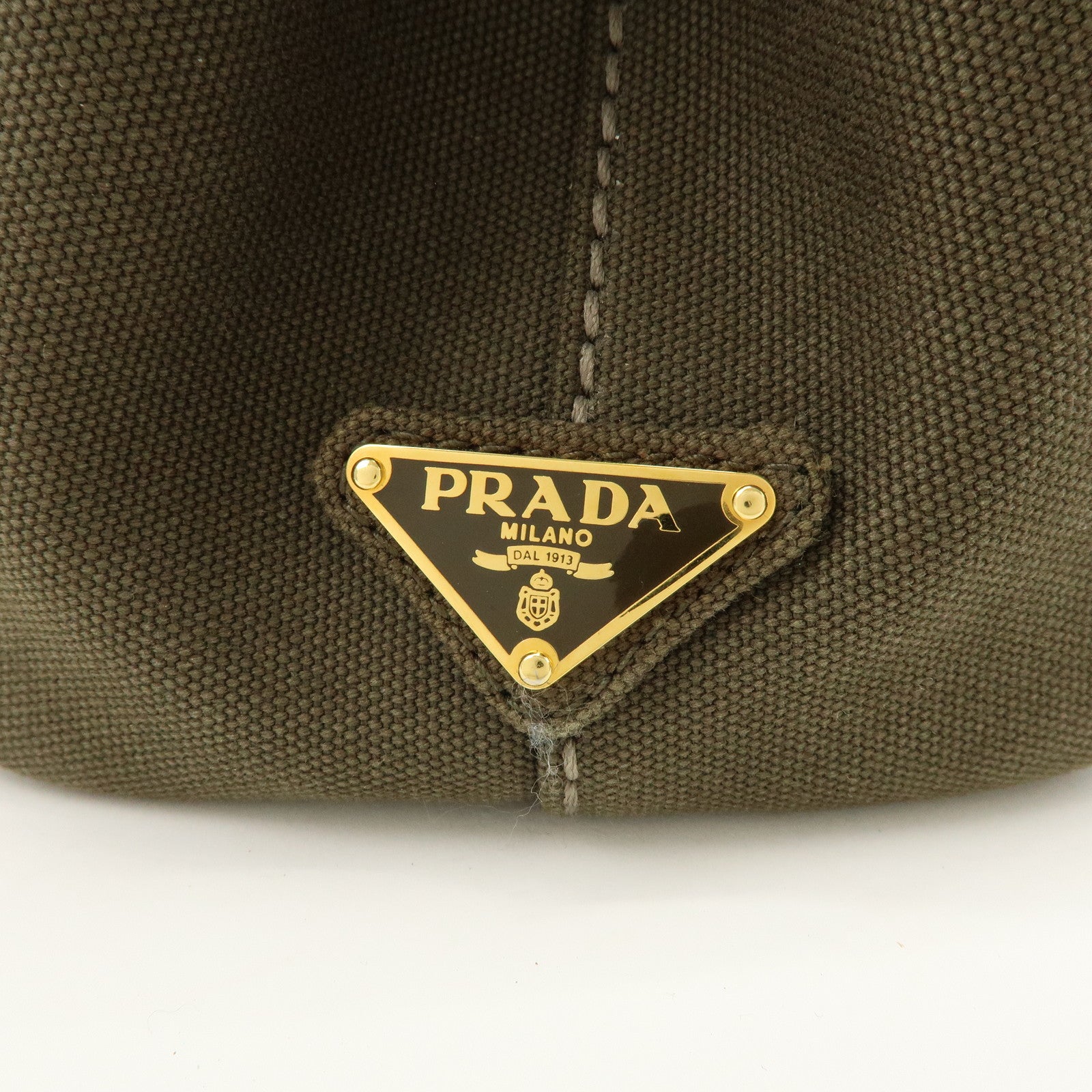 PRADA Canapa Mini Canvas Tote Bag Hand Bag Khaki BN2439