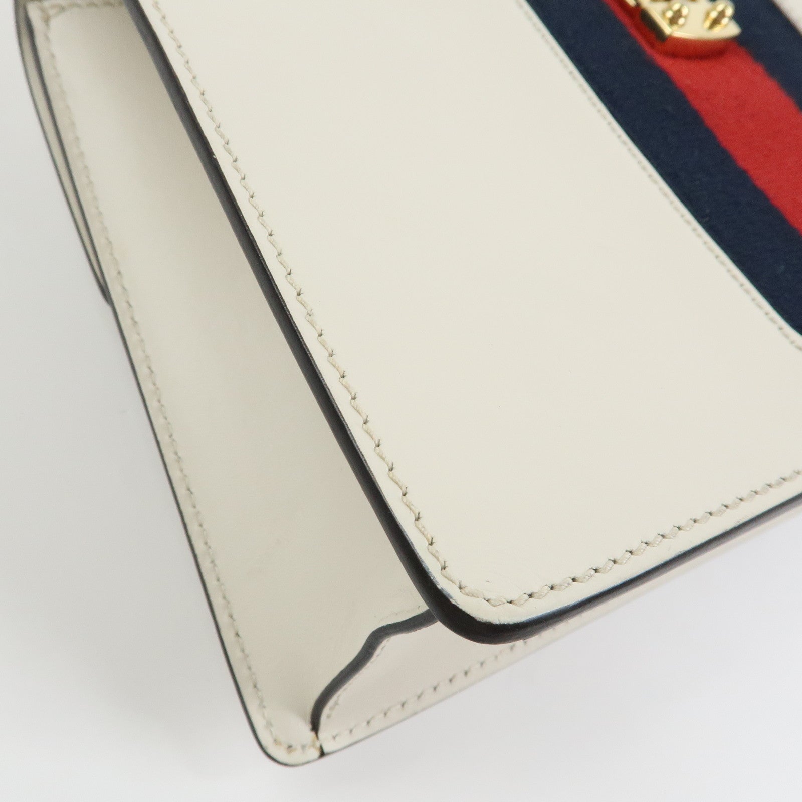 GUCCI Sylvie Sherry Leather Shoulder Bag Crossbody Bag Ivory 421882