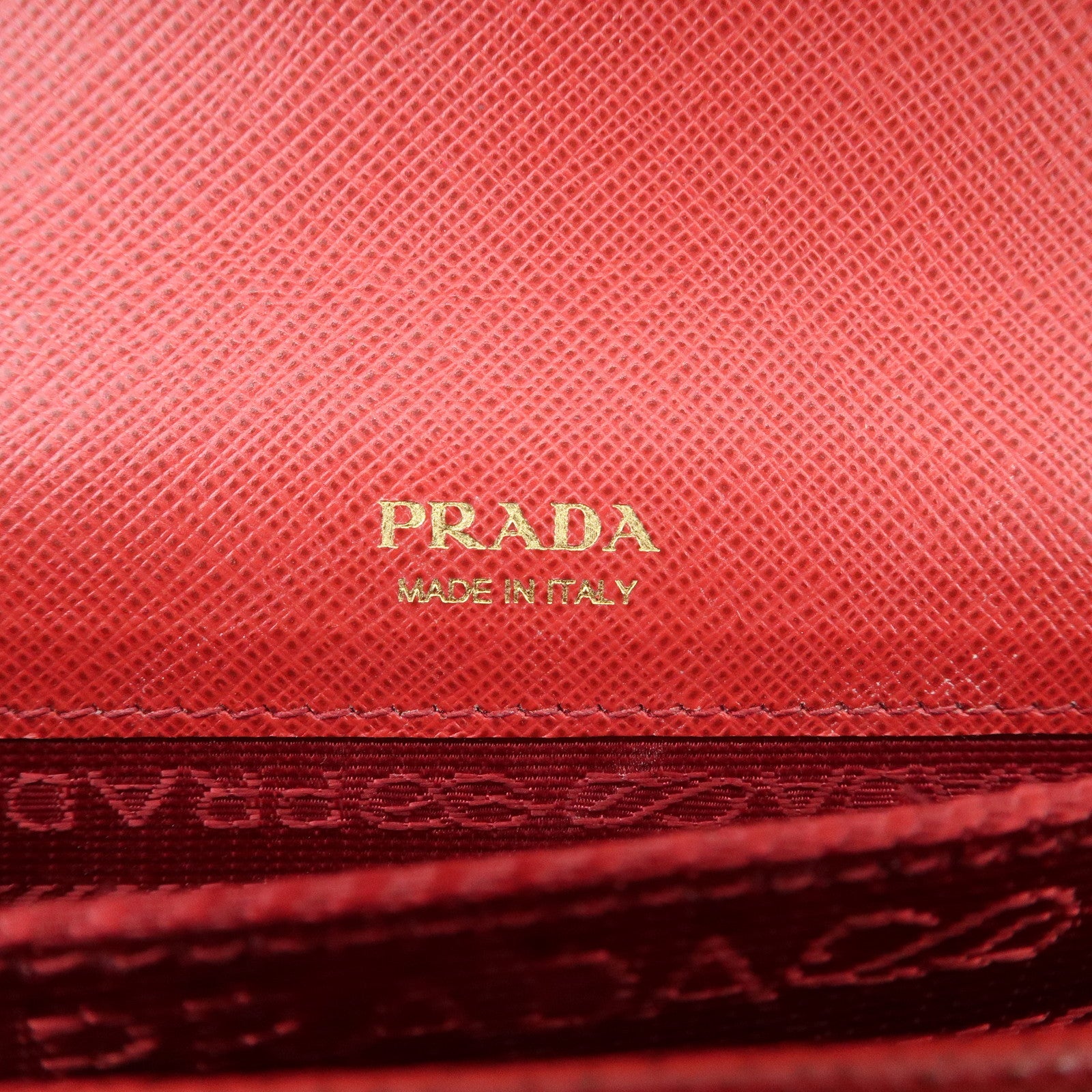 PRADA Heart Lock Leather Shoulder Bag Crossbody Bag Red Used