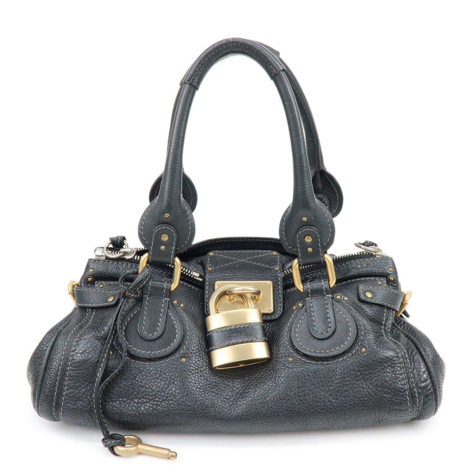 Chloe Paddington Leather Hand Bag Shoulder Bag Black