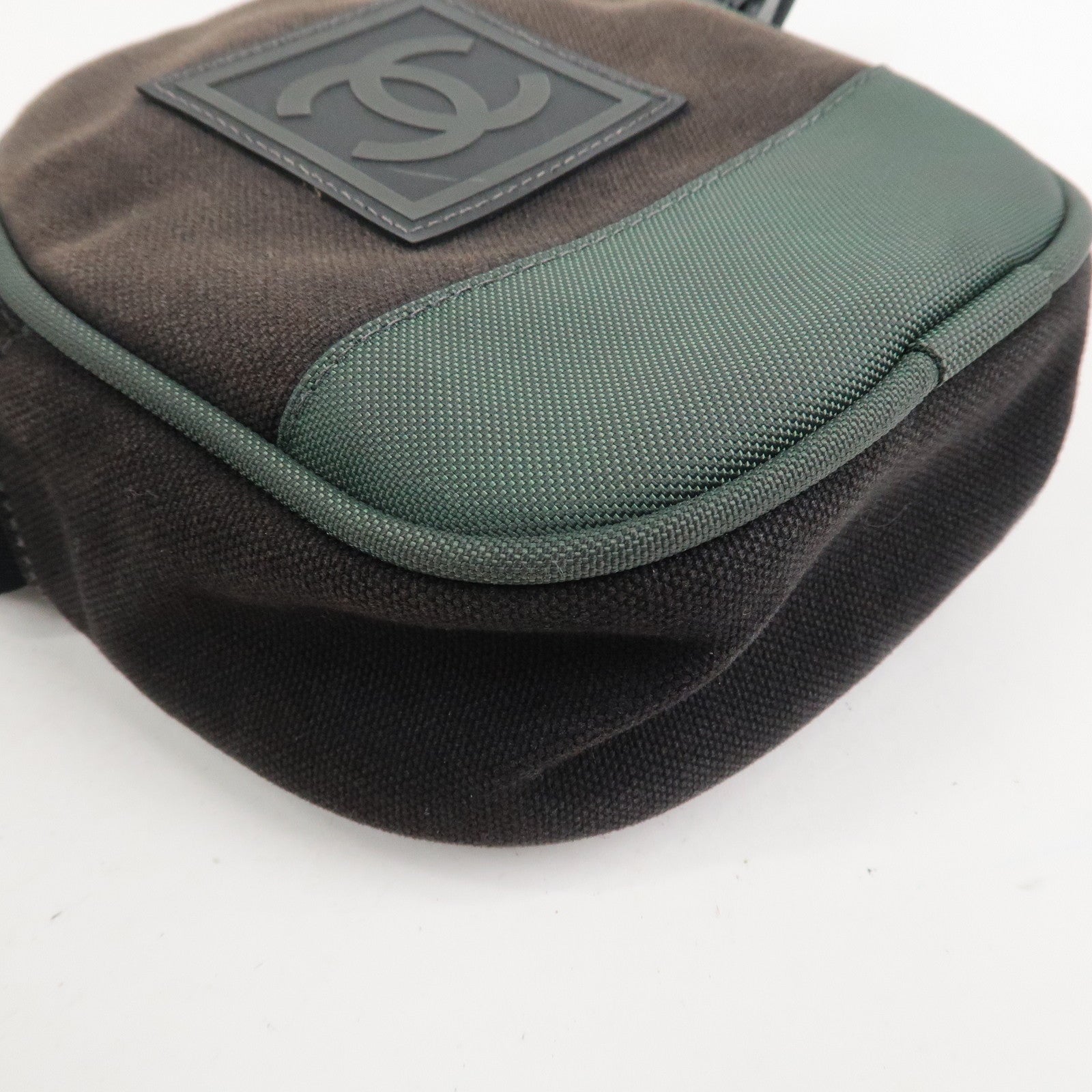 CHANEL Sports COCO Mark Canvas Shoulder Bag Black Green A23300