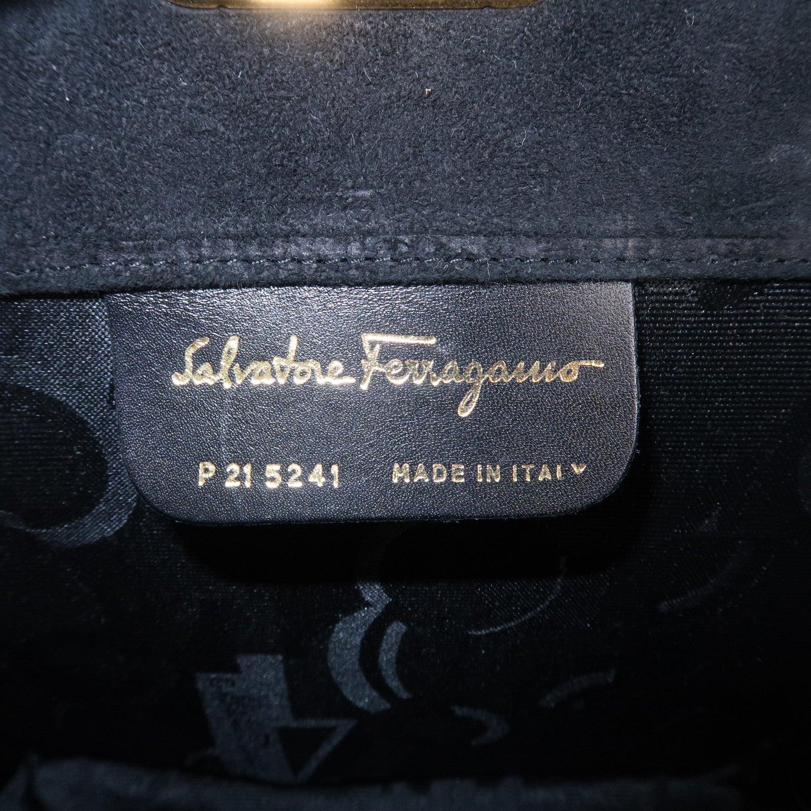 Ferragamo Gancini Suede Chain Shoulder Bag Crossbody Bag Black