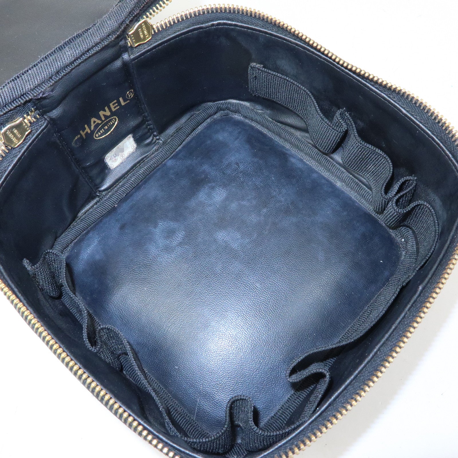 CHANEL COCO Mark Caviarskin Hand Bag Vanity Case Black A01997