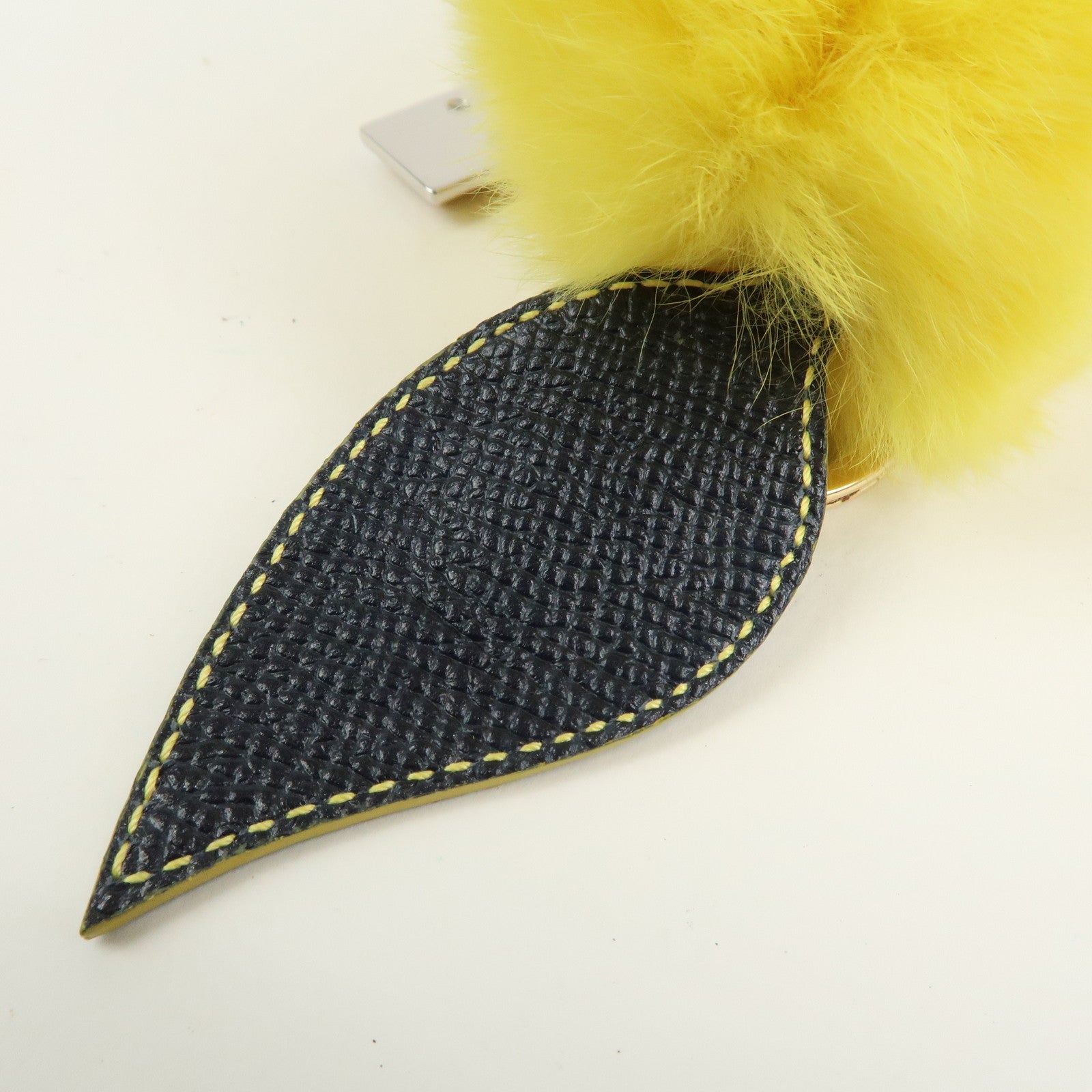 Dolce&Gabbana Citrus Fur Leather Bag Charm Key Holder Yellow