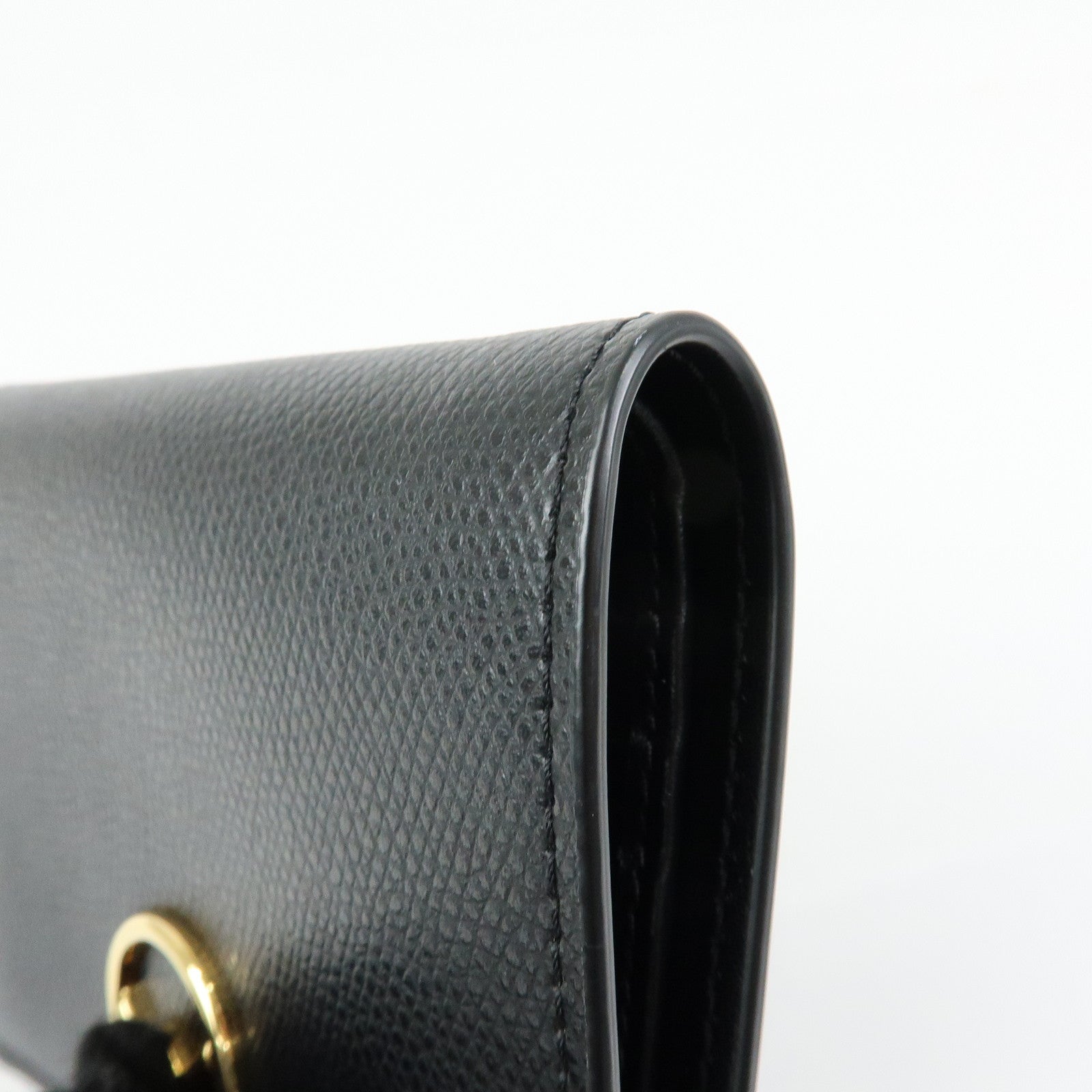 FENDI F IS FENDI Leather Bi-fold Compact Wallet Black 8M0387