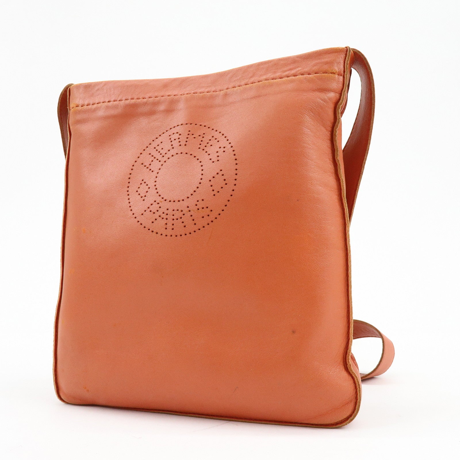 HERMES Leather Clou de Selle Shoulder Bag Crossbody Bag □P Stamped