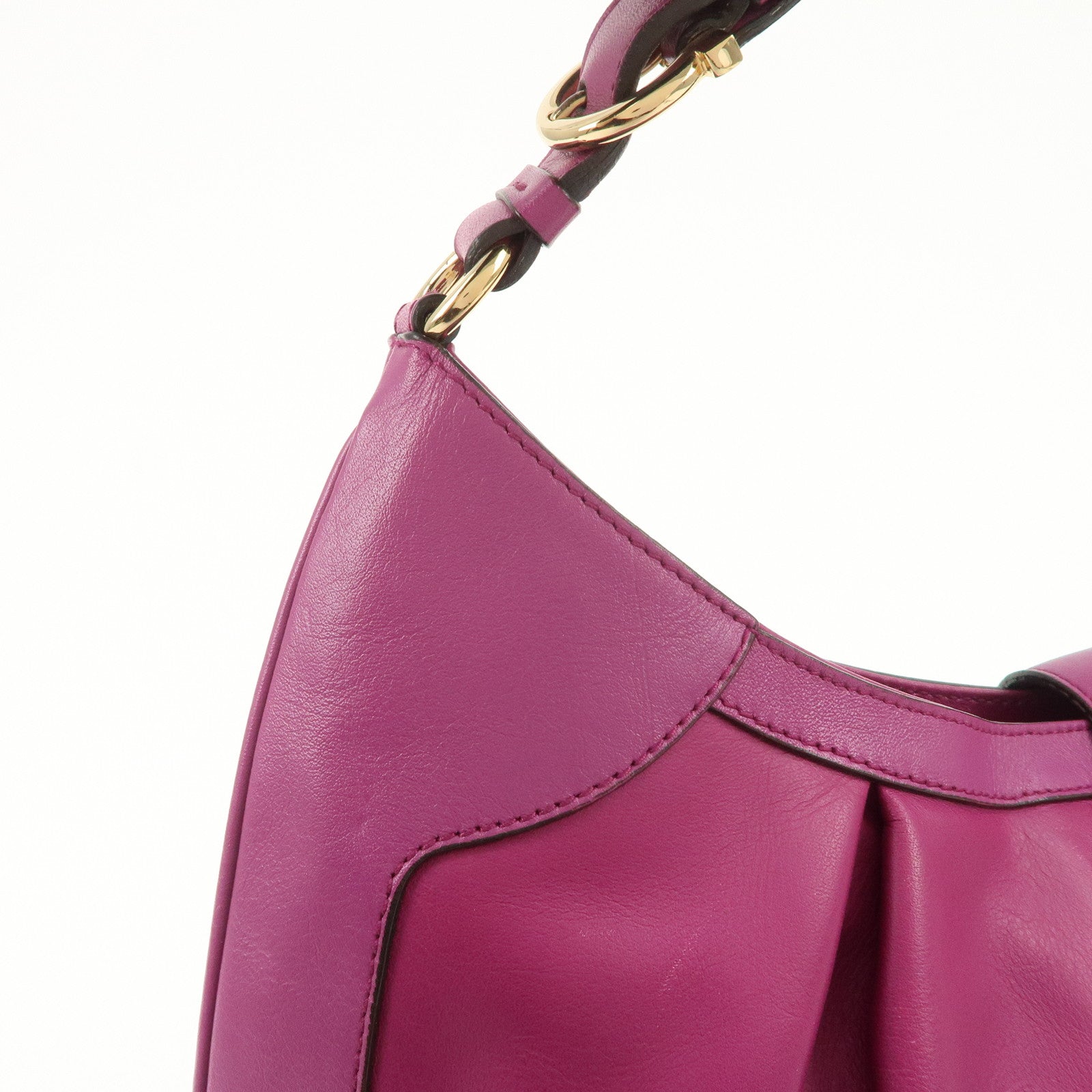 Ferragamo Gancini Leather Shoulder Bag Hand Bag Purple