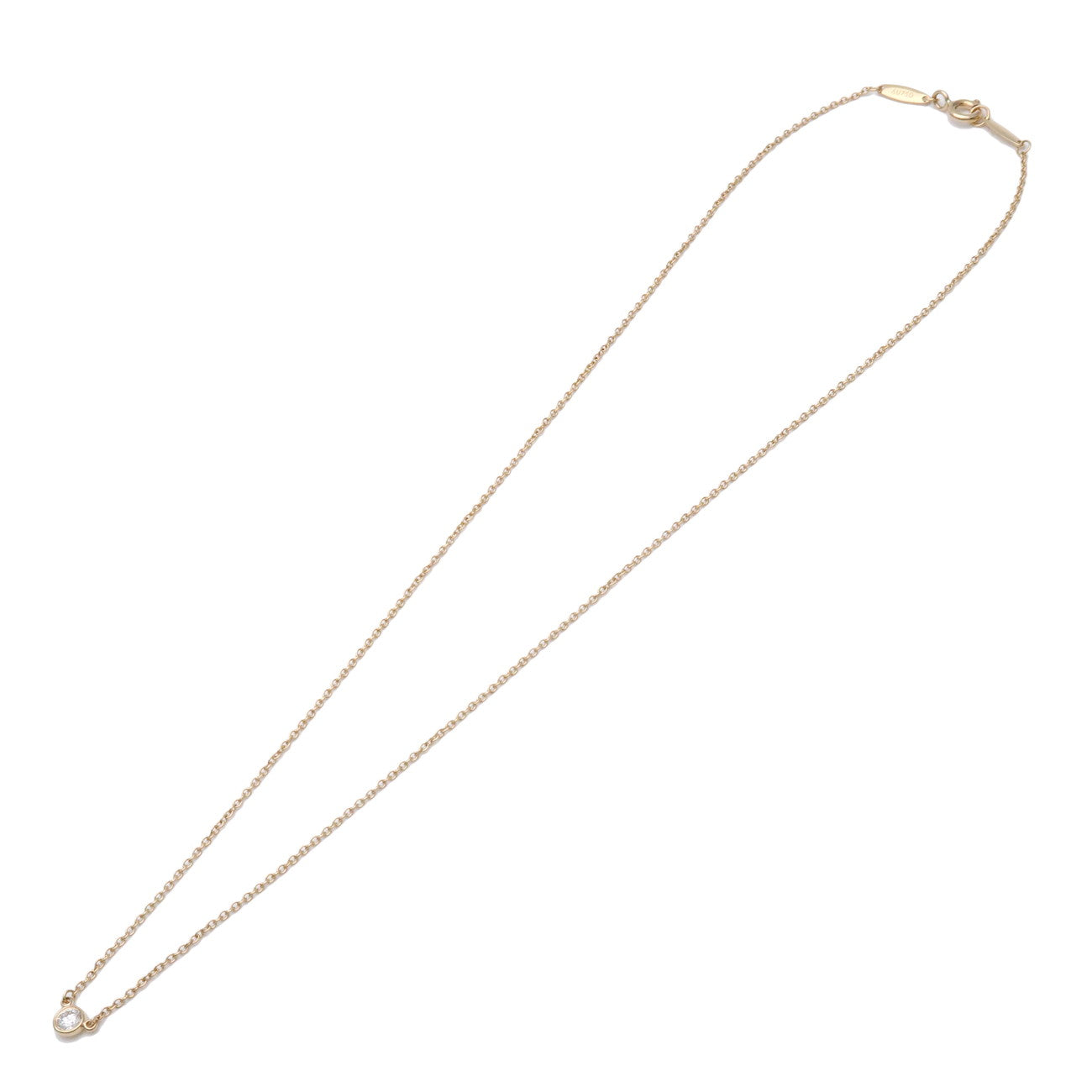 Tiffany & Co By The Yard 1P Diamond Necklace 0.03ct K18YG 750YG