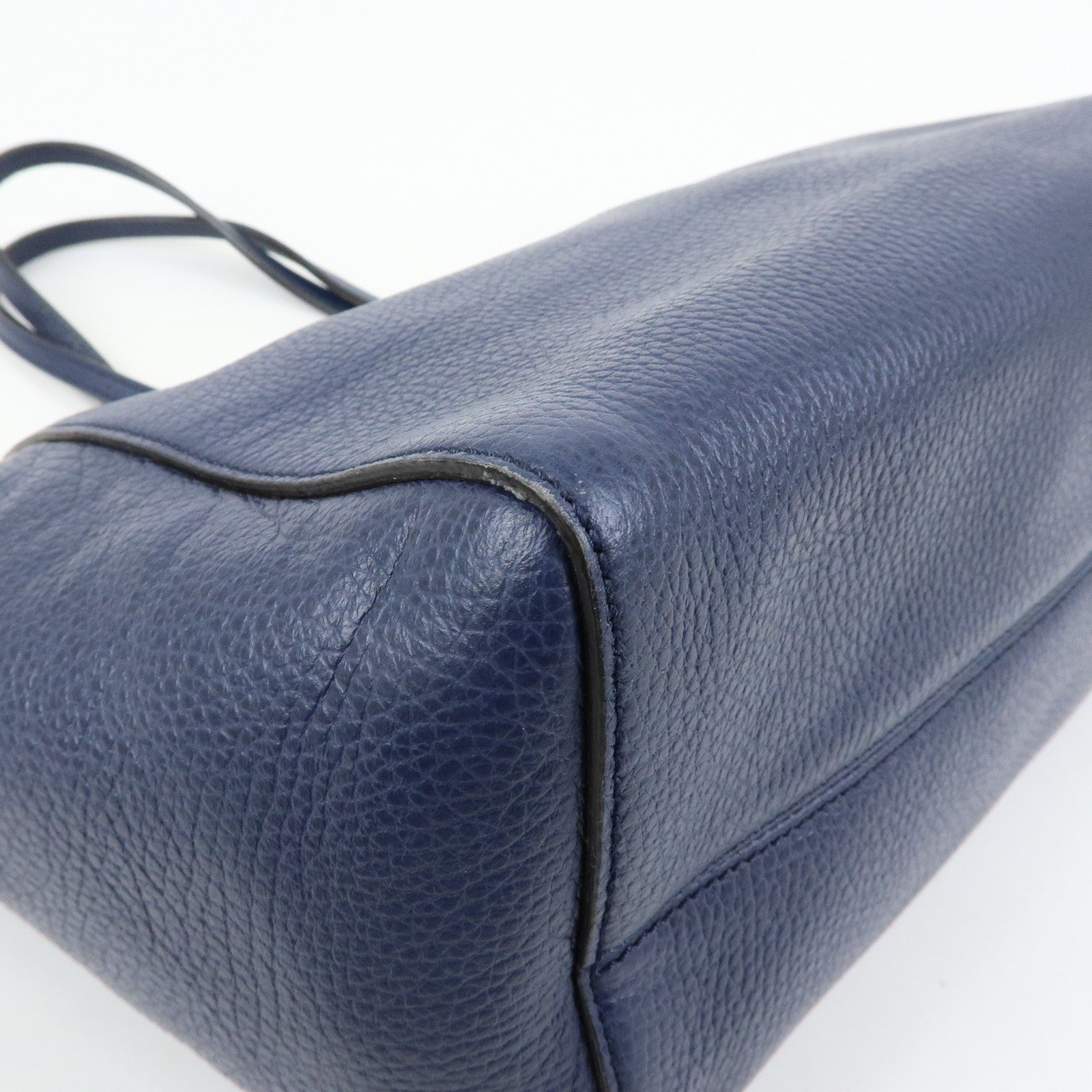 GUCCI Swing Calf Leather Shoulder Bag Tote Bag Blue 354408