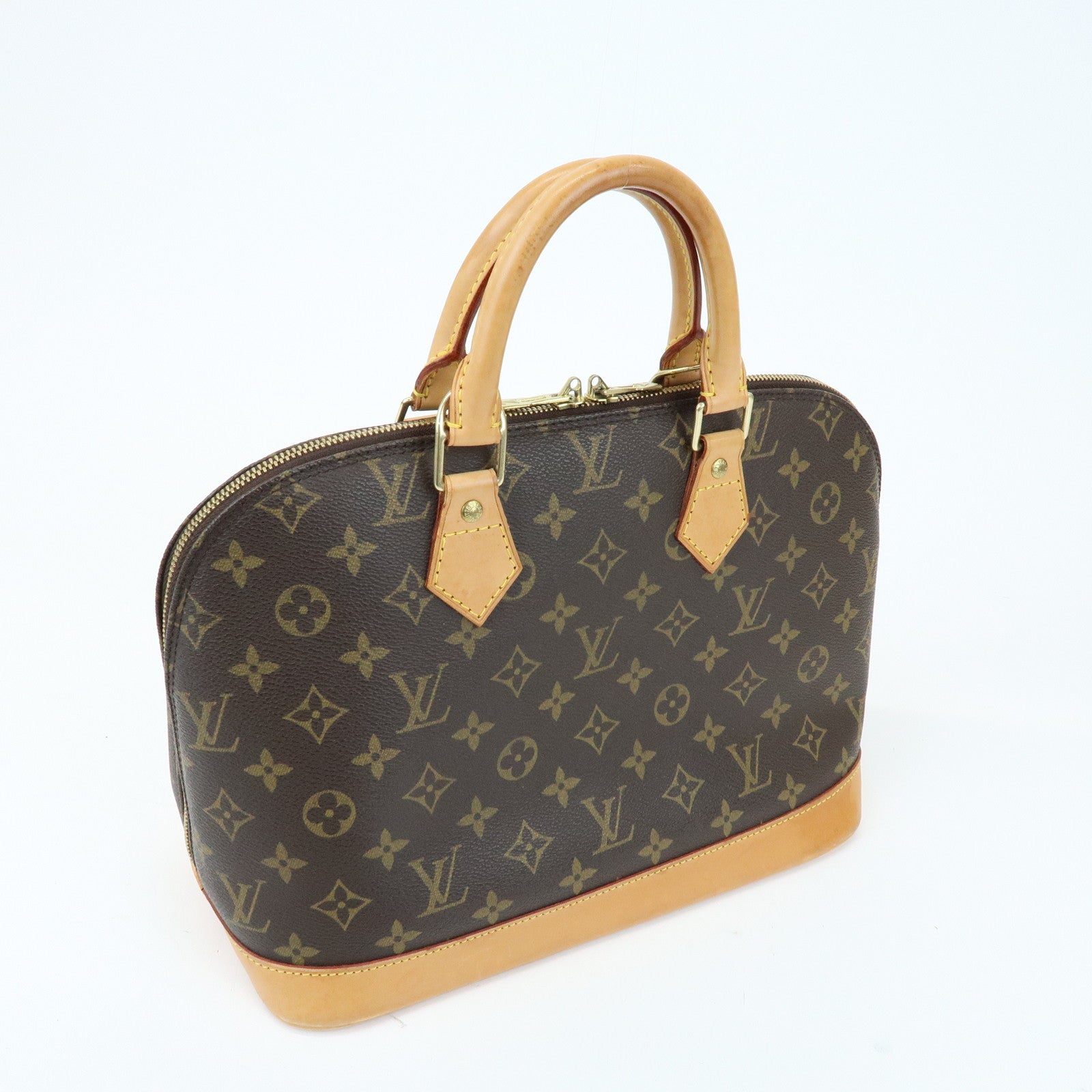 Louis Vuitton Monogram Alma Canvas Leather Hand Bag Brown M51130