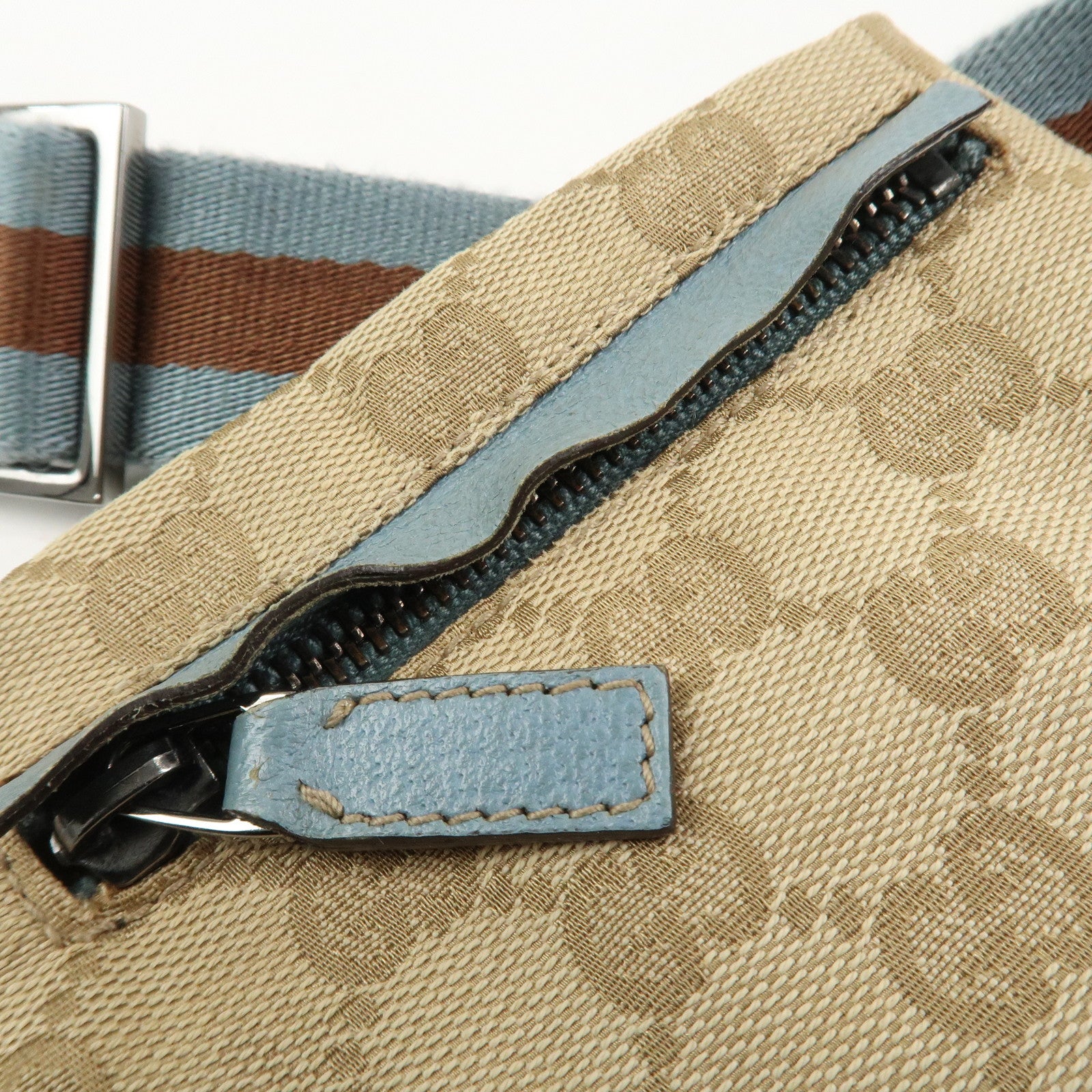 GUCCI Sherry GG Monogram Canvas Leather Body Bag Waist Pouch 162962