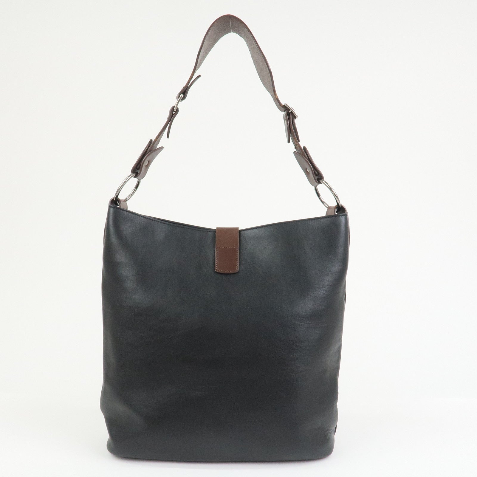 SAINT LAURENT PARIS Leather Shoulder Bag Black Brown