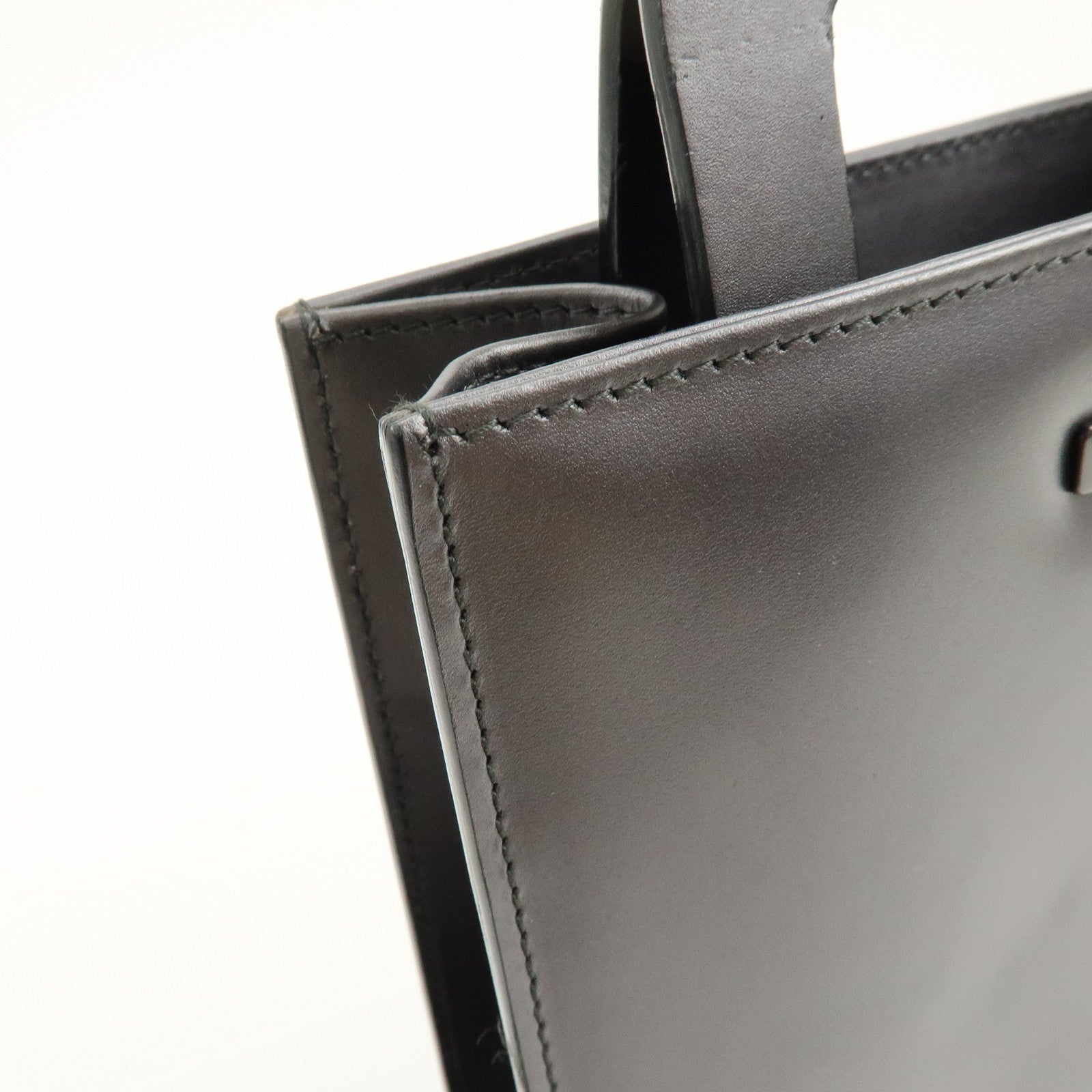 GUCCI Leather 2Way Bag Hand Shoulder Bag Silver Gray 001・1434・1855