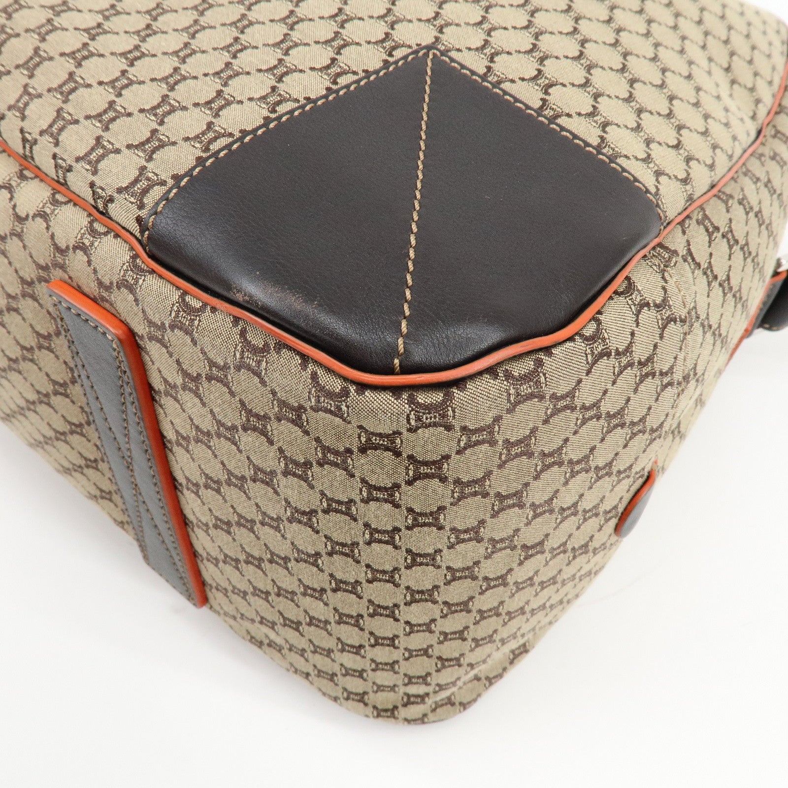 CELINE Macadam Canvas Leather 2Way Bag Boston Bag Brown