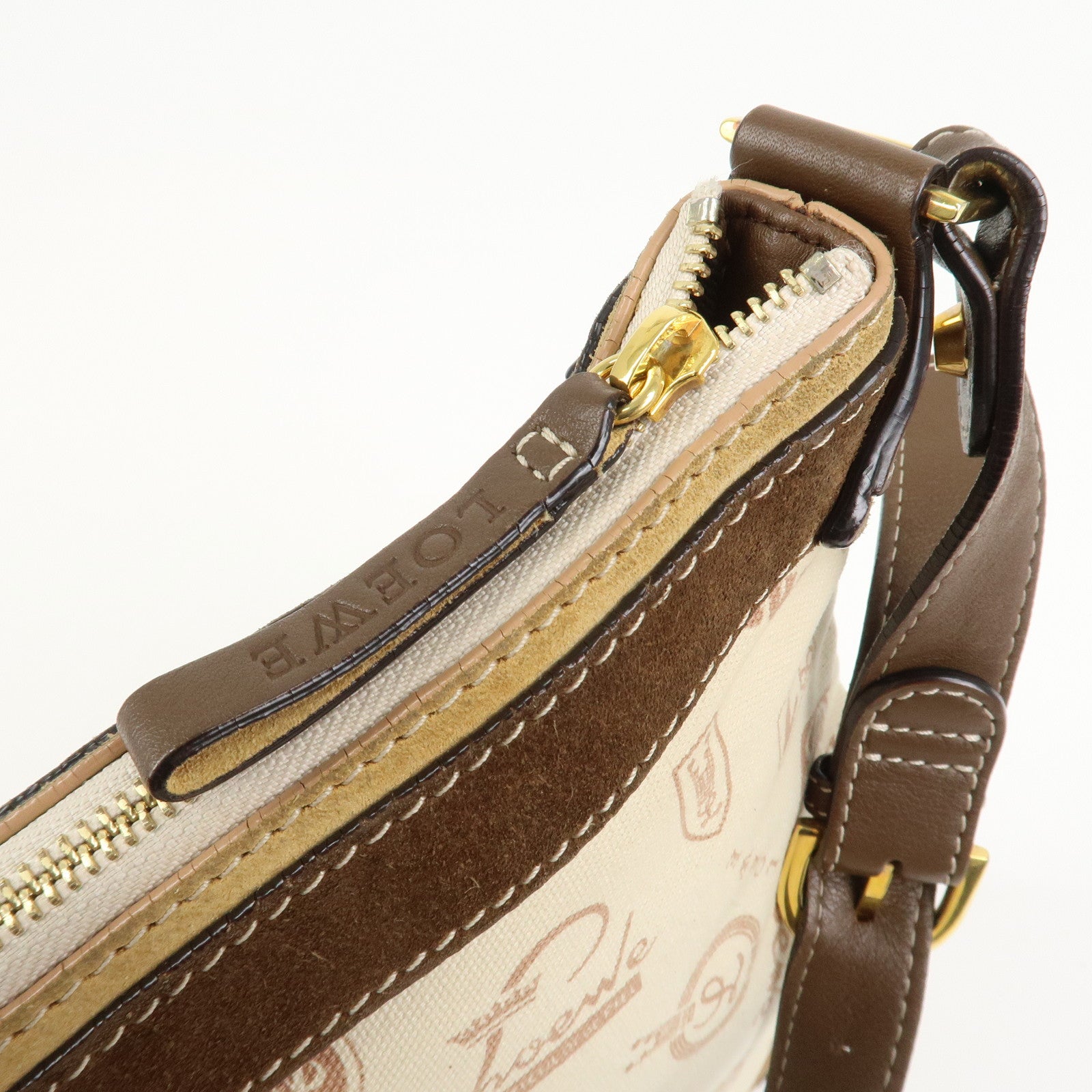 LOEWE Anagram Canvas Suede Leather Shoulder Bag 160th Anniversary