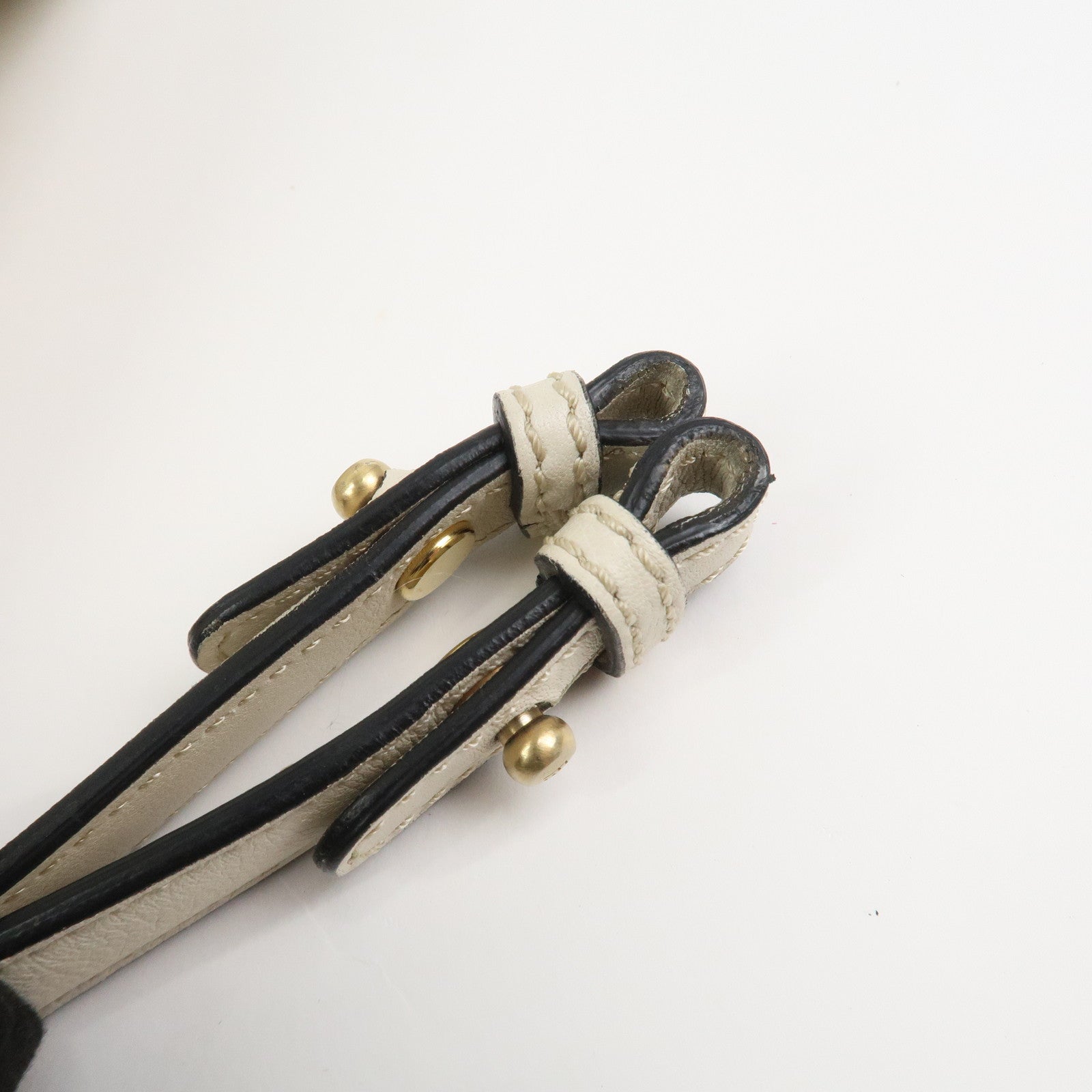 FENDI Logo Leather 2Way Bag Hand Bag Shoulder Bag Ivory 8BN238