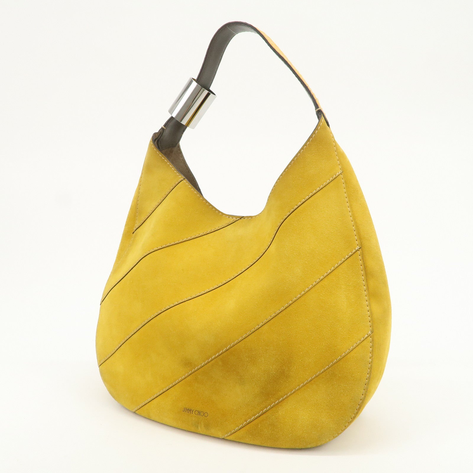 JIMMY CHOO Suede Leather Shoulder Bag Hand Bag Yellow