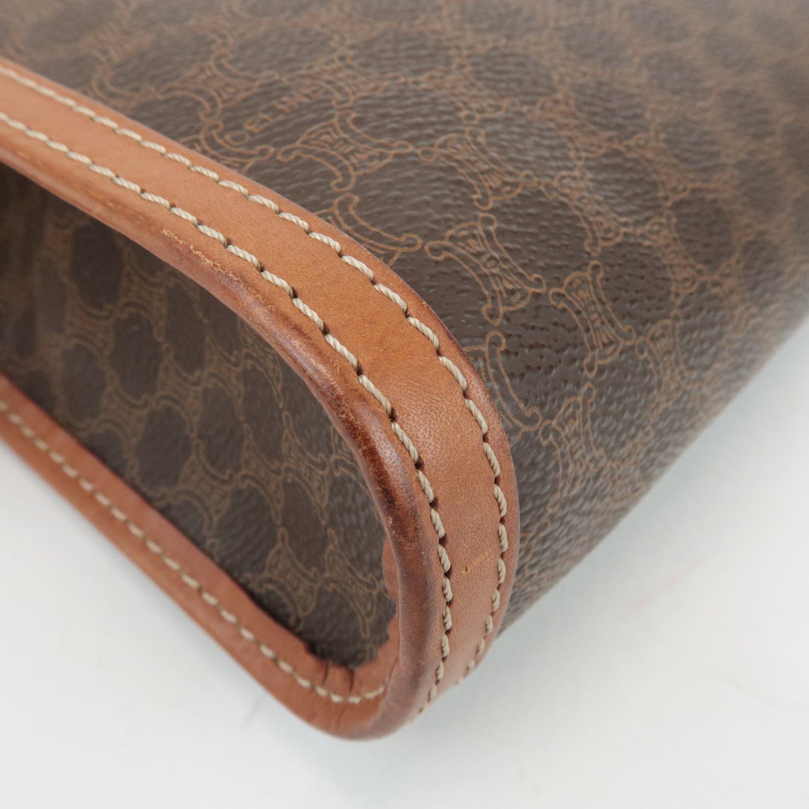 CELINE Macadam PVC Leather Clutch Bag Second Bag Brown