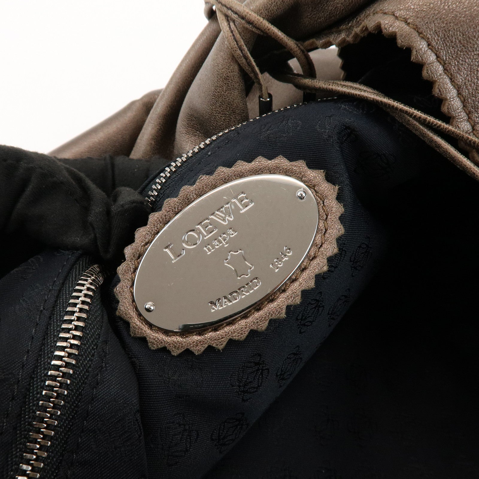 LOEWE Anagram Viento Leather Shoulder Bag Hand Bag Metallic Brown