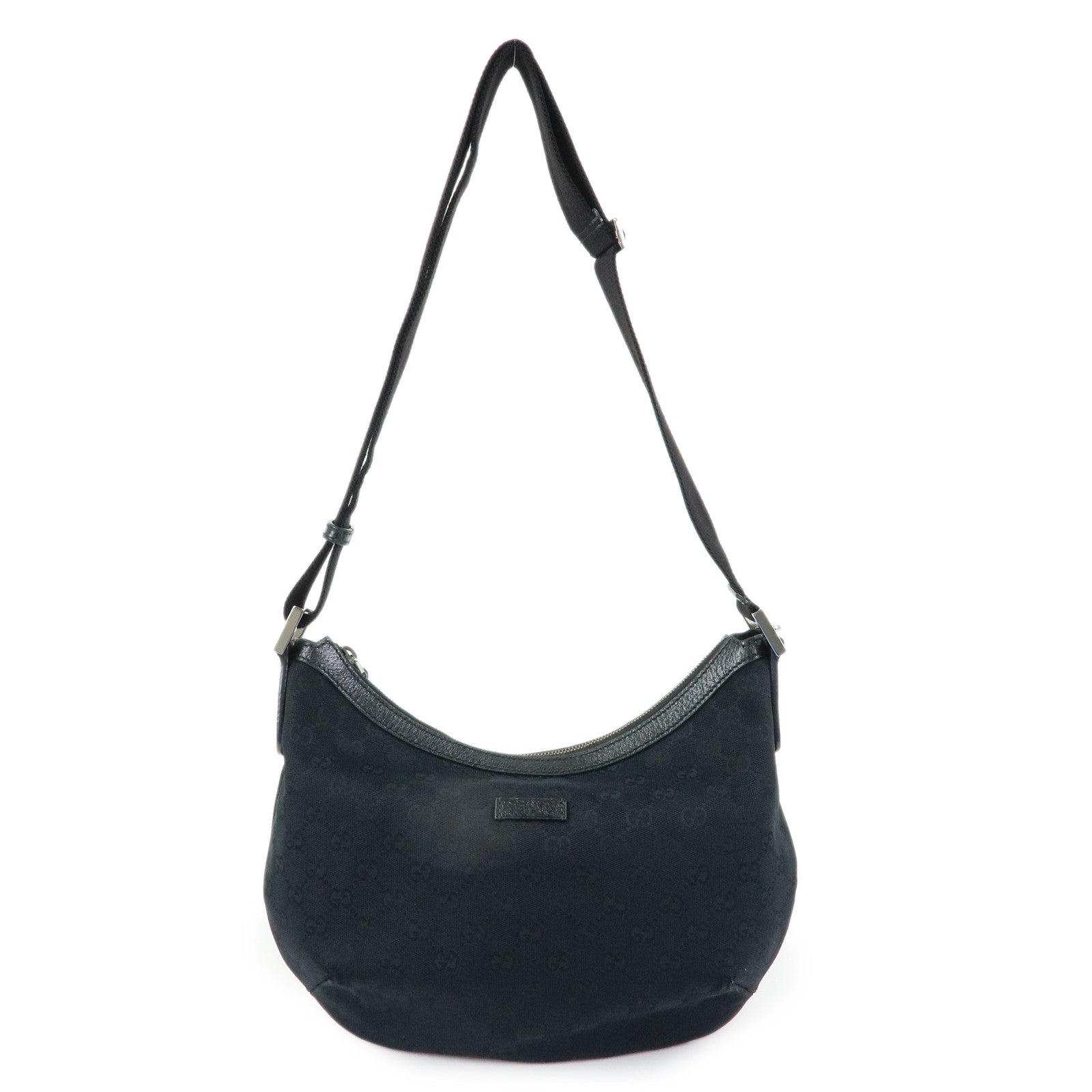 GUCCI GG Canvas Leather Shoulder Bag Crossbody Bag Black 181092