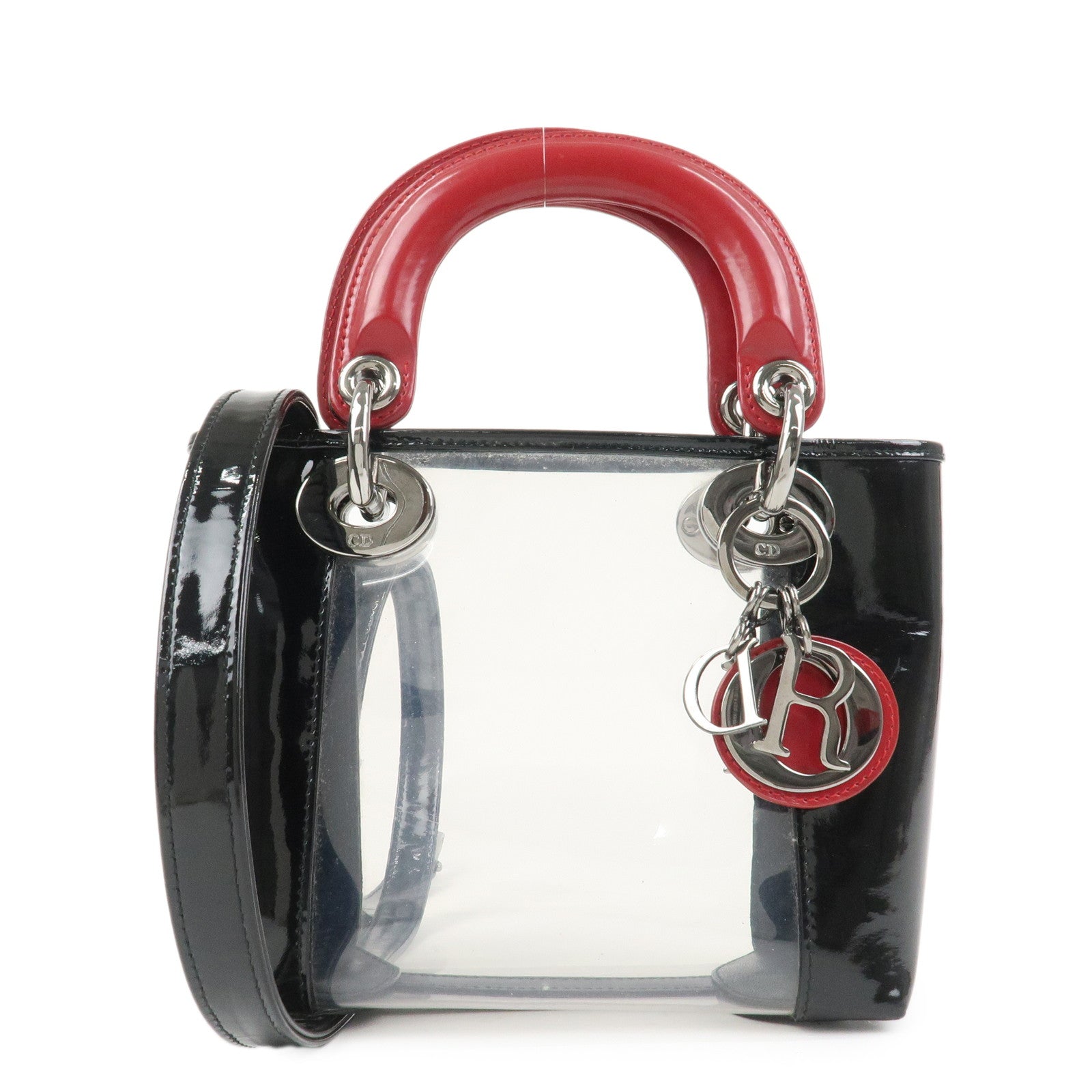 Christian Dior Lady Dior Patent Leather Transparent PVC 2WAY Bag