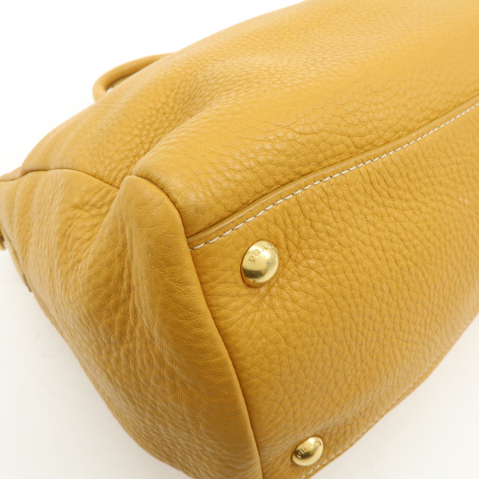 PRADA Triangle Logo Leather 2Way Bag Hand Bag Shoulder Bag BL0778