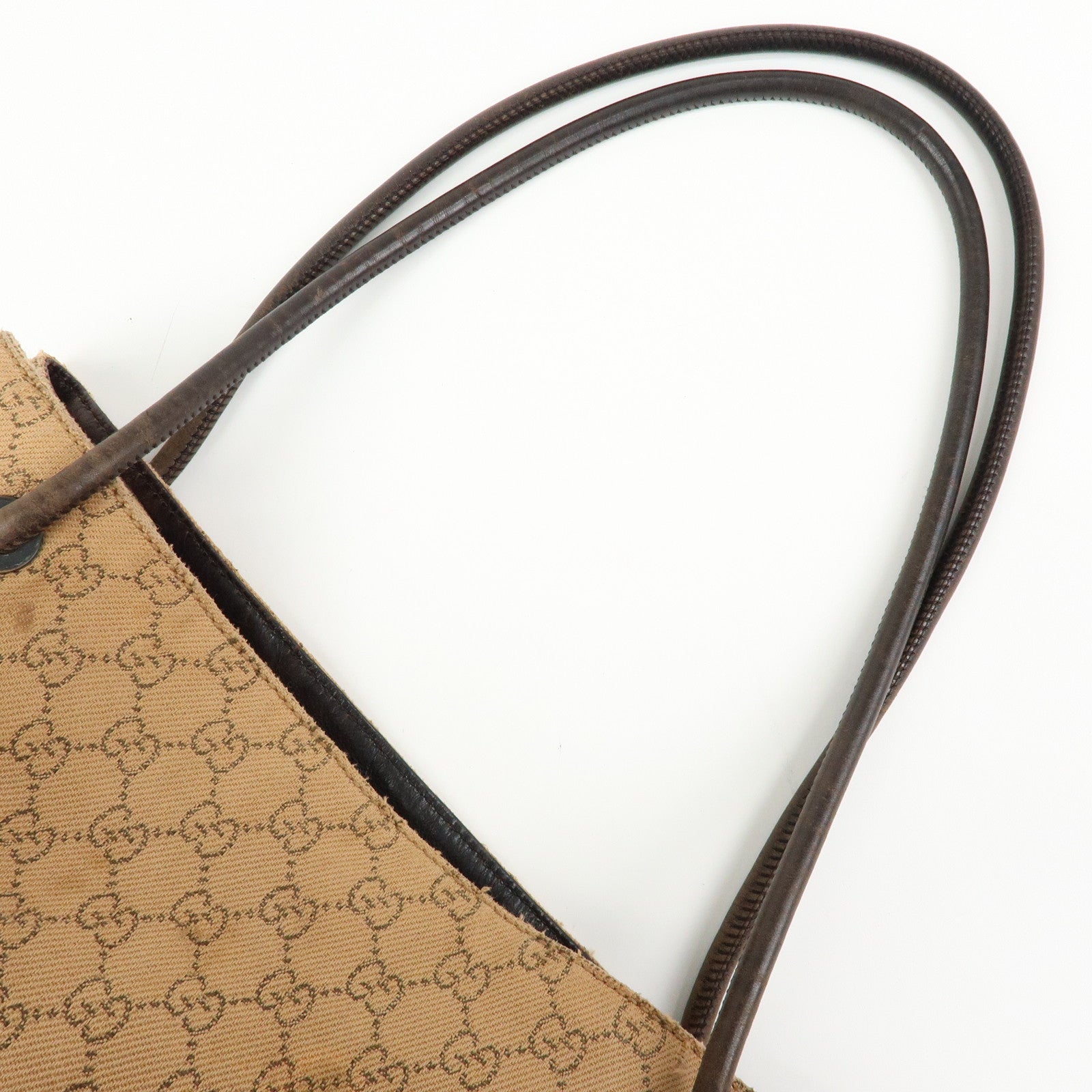 GUCCI GG Denim Leather Tote Bag Shoulder Bag Brown Beige 101340