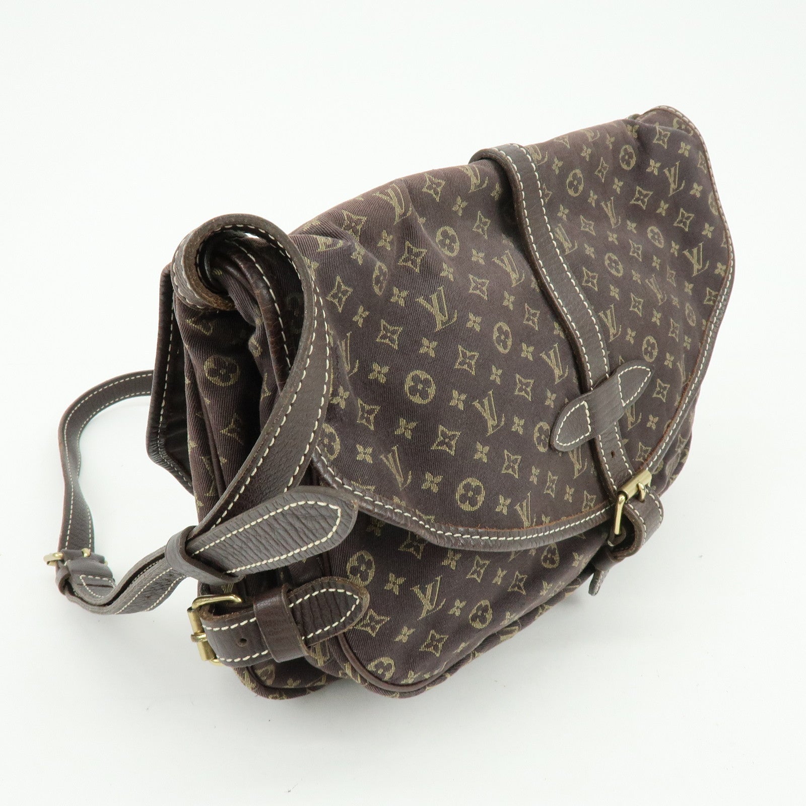 Louis Vuitton Monogram Mini Lin Saumur 30 Shoulder Bag Ebene M95227