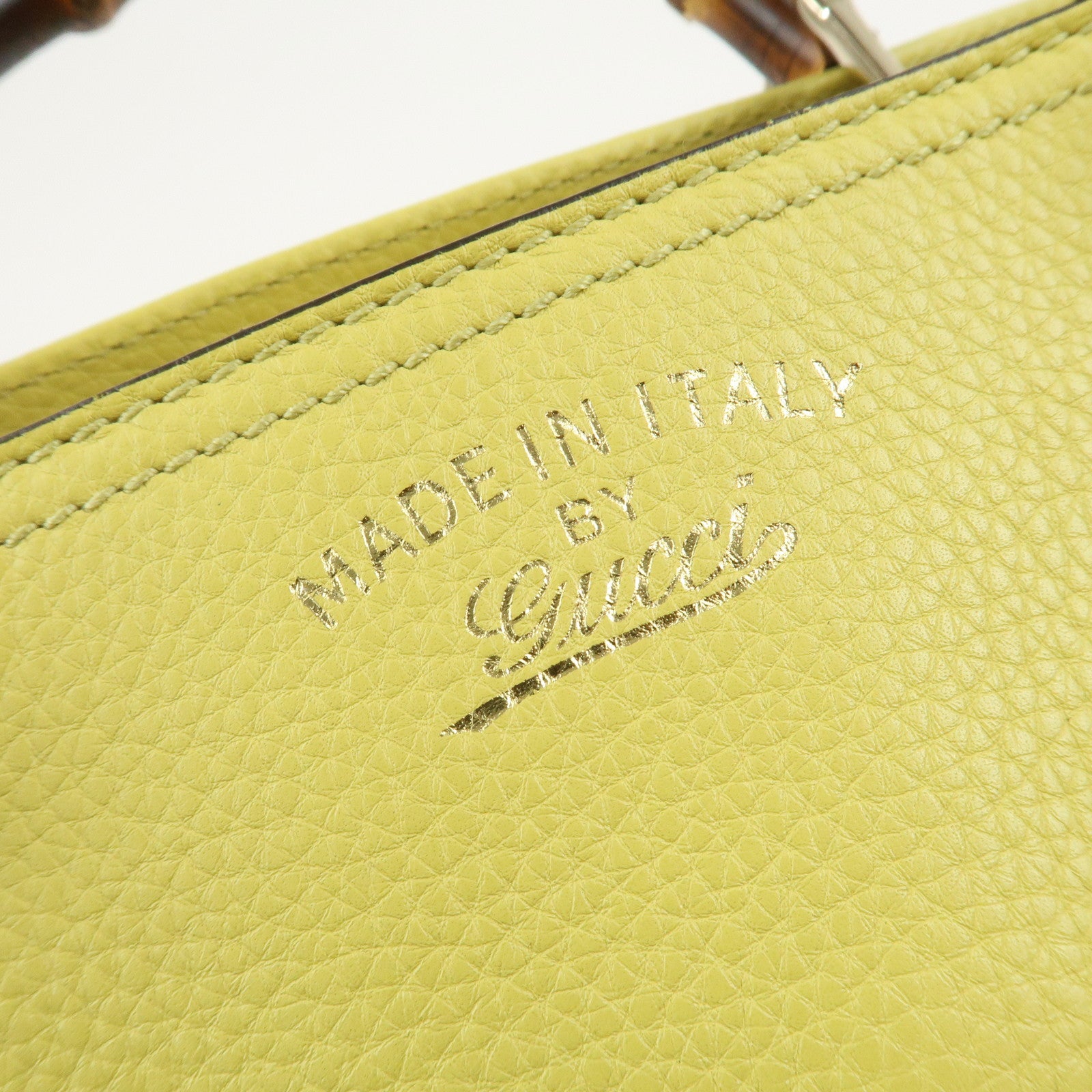 GUCCI Bamboo Shopper Large Tote Bag 2WAY Hand Bag Yellow 323658