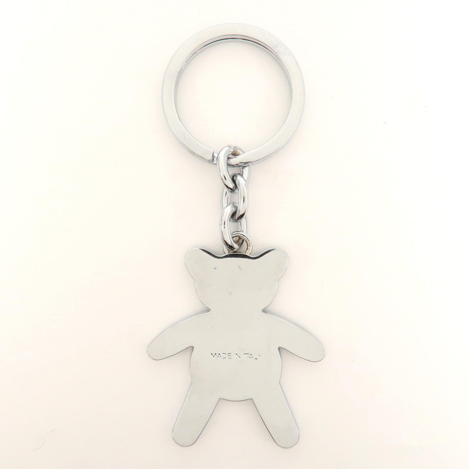 PRADA Metal Bear Bag Charm Key Chain Black Silver 1AJB11