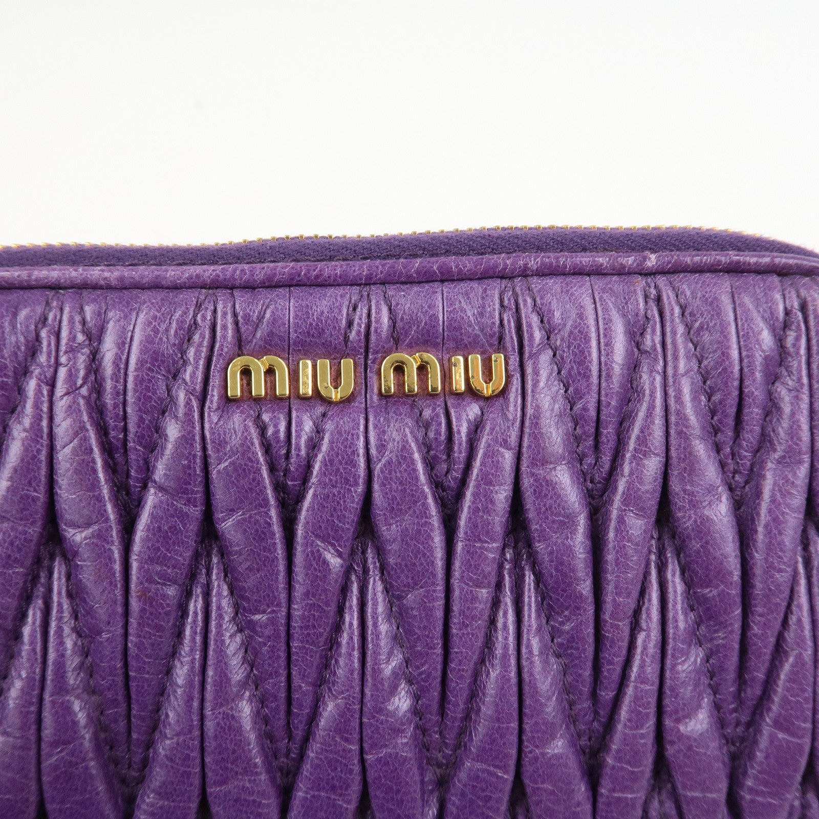 MIU MIU Logo Matelasse Mini Hand Bag Shoulder Bag Purple 5ARH02