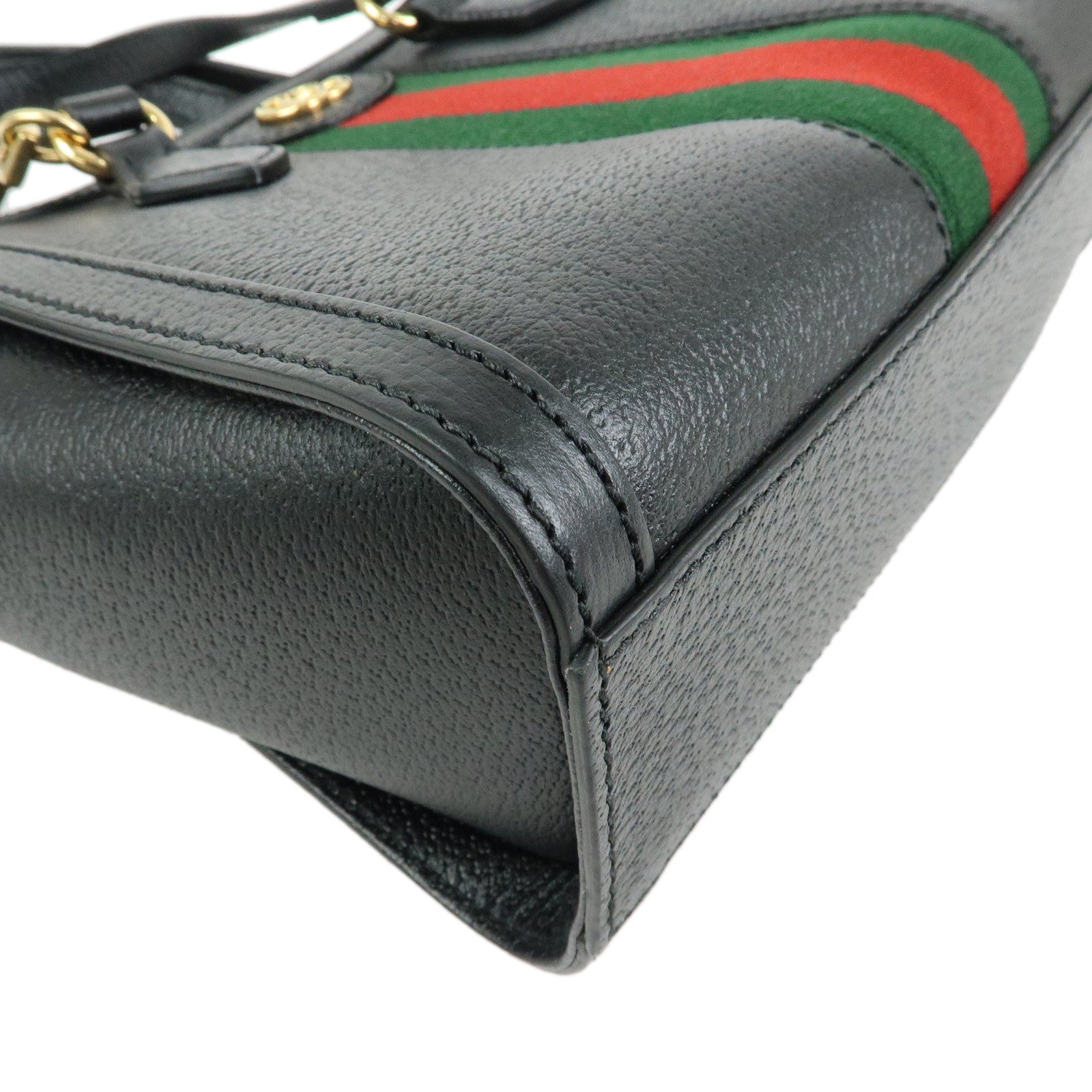 GUCCI Ophidia Sherry Leather 2Way Bag Hand Bag Black 719882