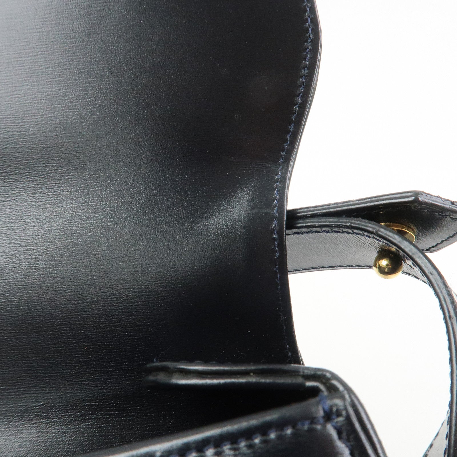 Cartier Sapphire Line Leather Sapphire Shoulder Bag Hand Bag Black