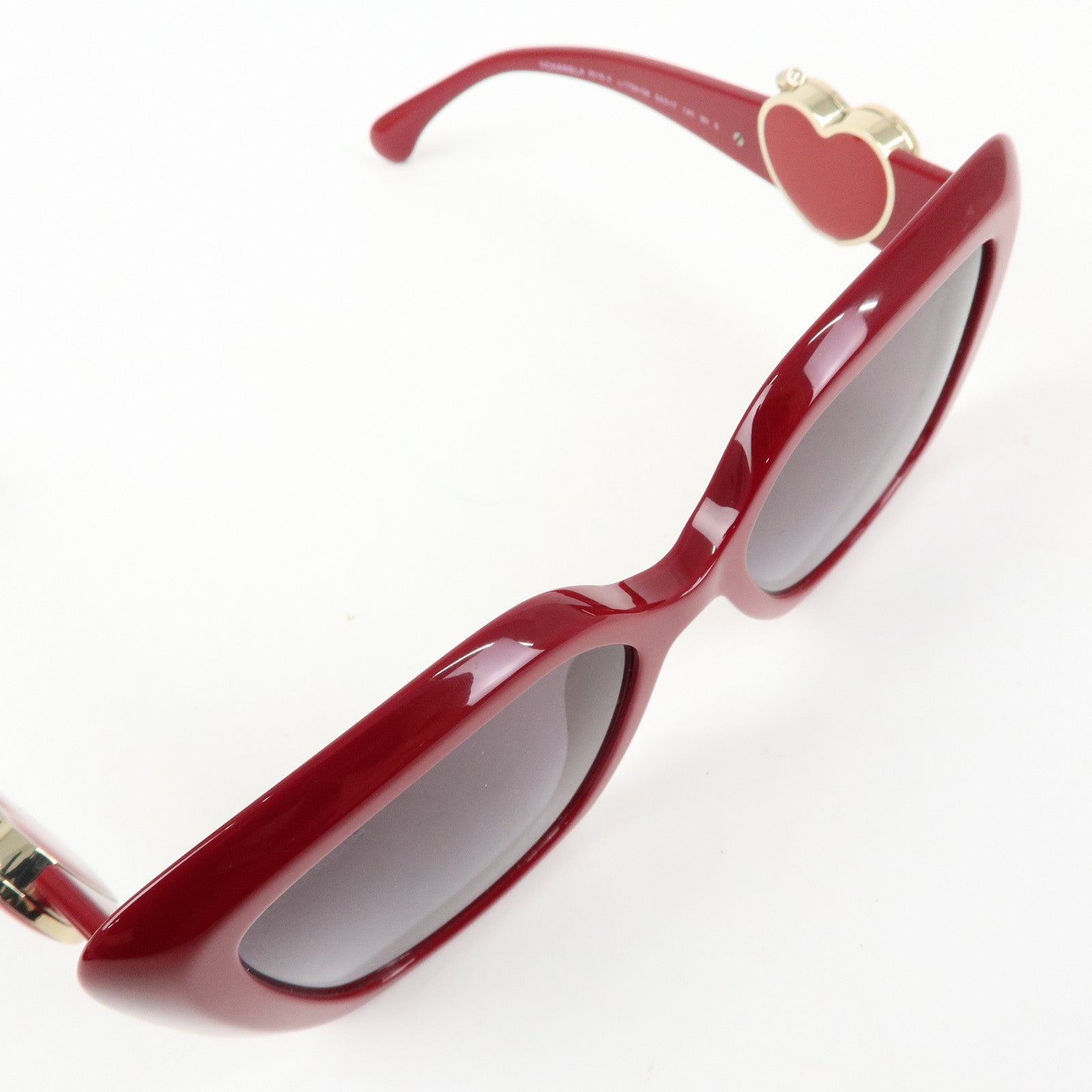 CHANEL COCO Mark Heart Plastic Sunglasses Red 5518-A 54□17 140 3N